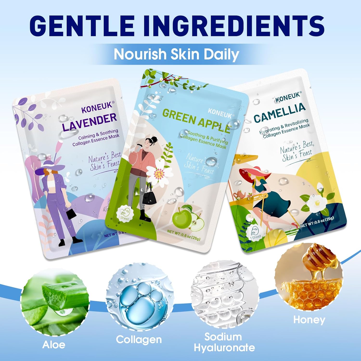 9 Pack Hydrating Face Masks Skincare, Bulk Sheet Face Mask for Dry Skin, Collagen Facial Masks and Spa Gifts for Women Skin Care, Christmas Gifts, Stocking Stuffers for Women