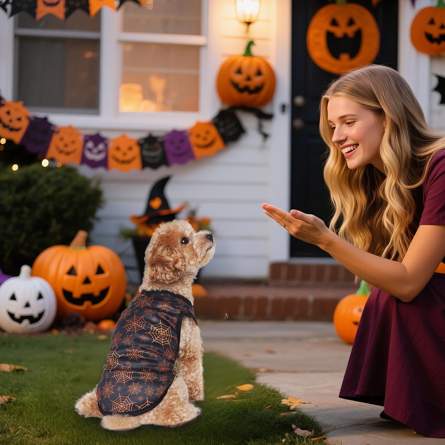 choyaxo 4pcs Dog Shirts Sleeveless Printed Pet Vest for Chiuahaha Small Medium Dogs Halloween