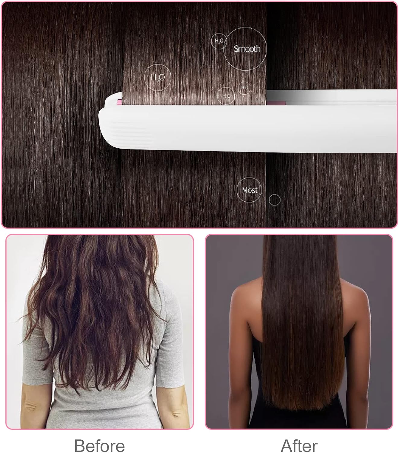 2 in 1 Mini Hair Straightener, US Plug, Ceramic Tourmaline Plate, Beauty Flat Iron Heating Curler Small Lightweight Portable Mini Flat Iron Curler for Home (White)