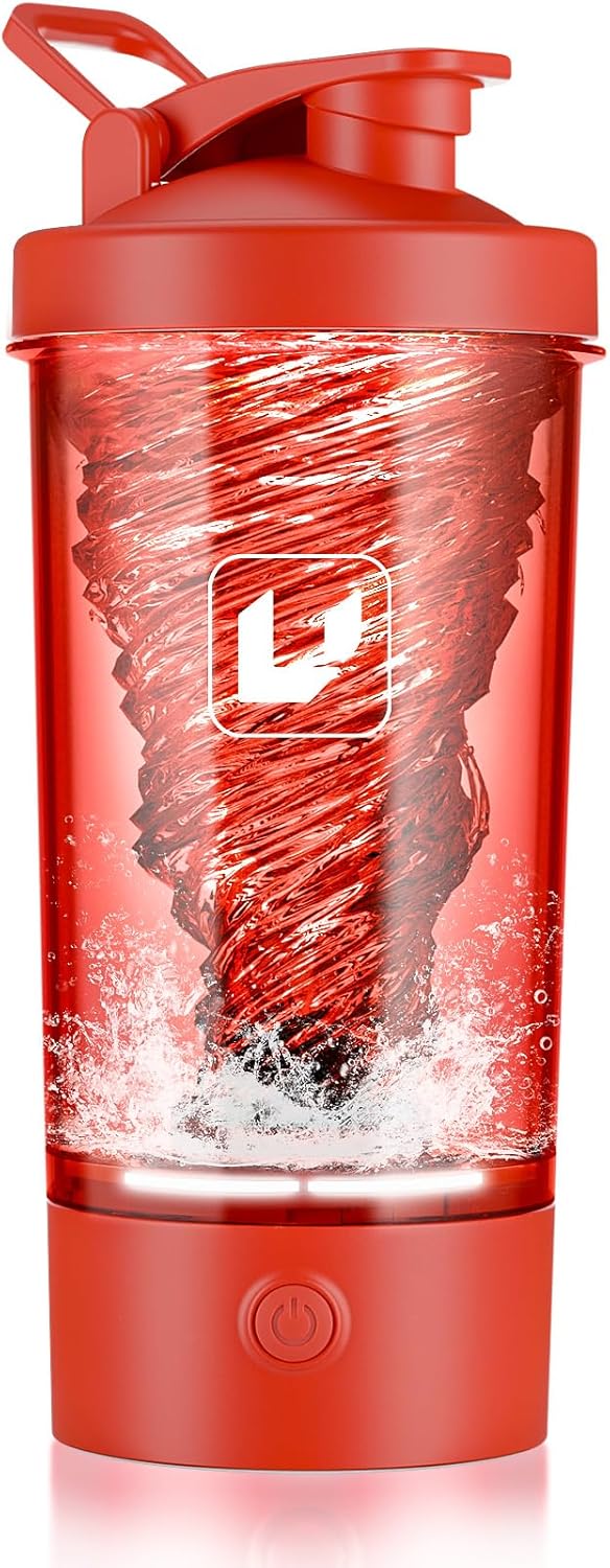 Electric Shaker Bottle USB C Rechargeable Protein Shaker Bottle Shaker cups for Protein Shakes Mixer with 24oz BPA Free Tritan Meal Replacement Shakes Made with Tritan Portable Blender Cup (Red)