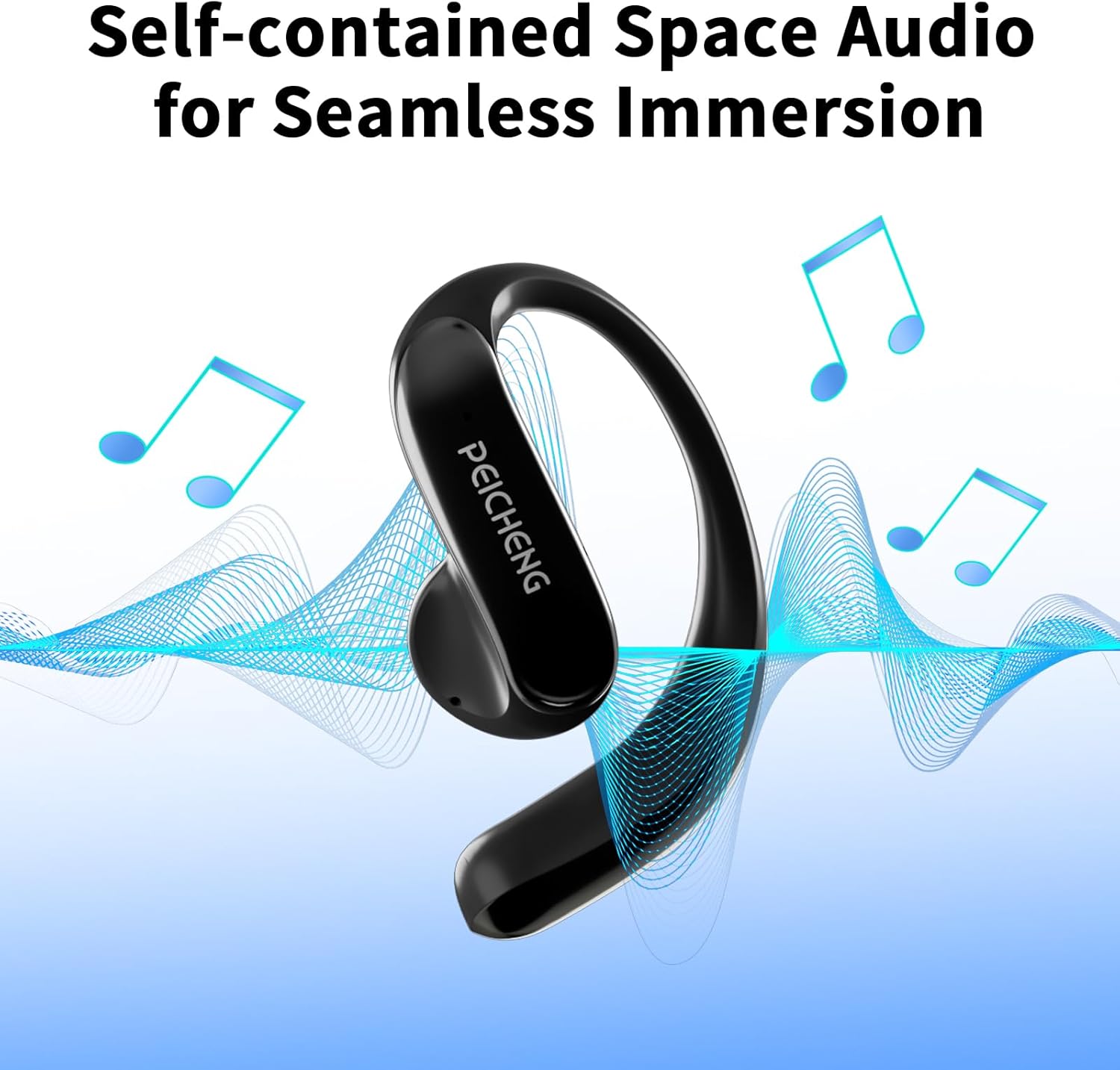 Wireless Bluetooth Earphones Earbuds Headphone Ear Bud for Sports Travel Business Learning (Black)