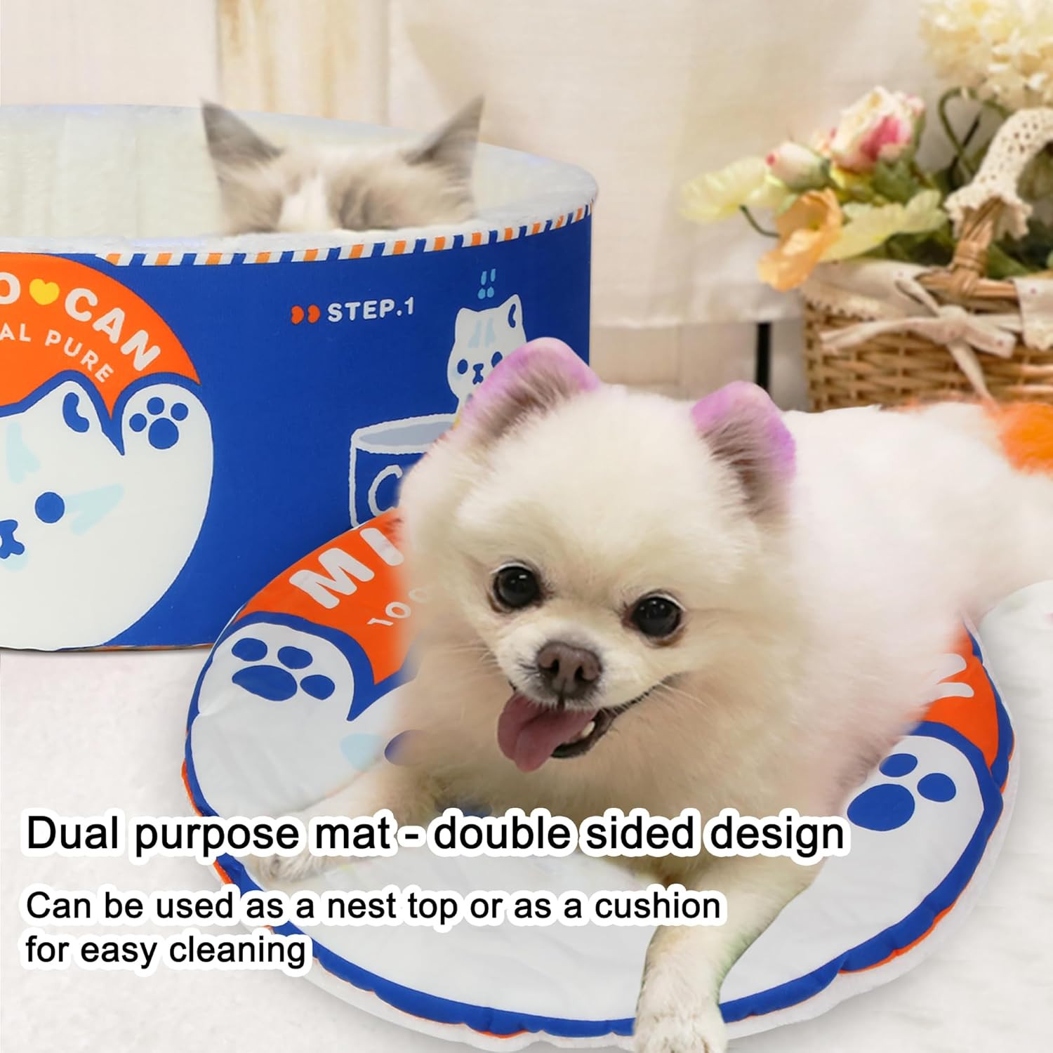 寵幸 Ramen Noodle Dog & Cat Bed,Keep Warm and Super Soft Creative Pet Nest for Indoor Cats,Removable Washable Cushion for Small Medium Large Dogs and Cats