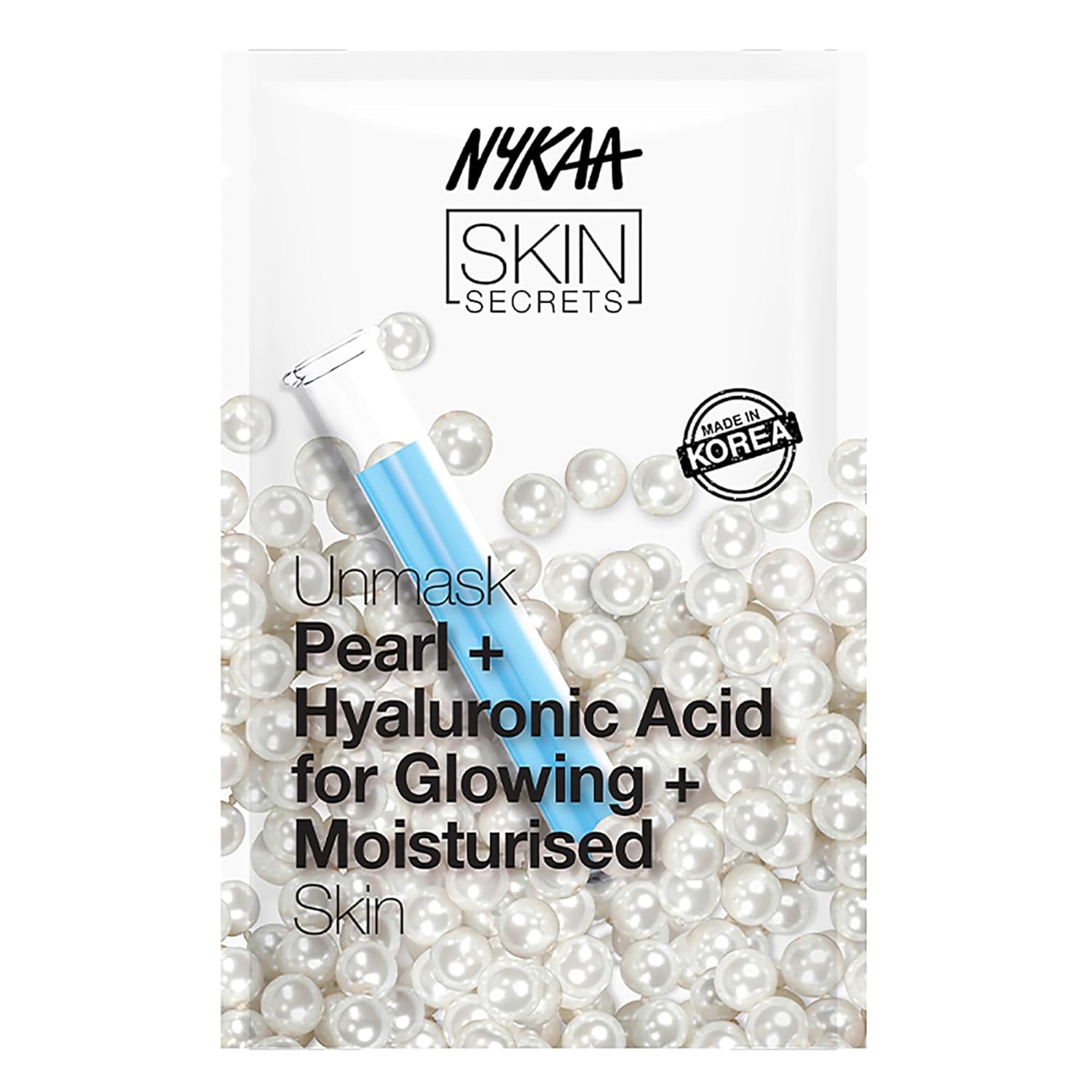Nykaa Naturals Skin Secrets Bubble Sheet Mask, Pearl and Hyaluronic Acid, 0.67 oz - Face Sheet Mask to Improve Skin Texture - Hydrating Sheet Mask