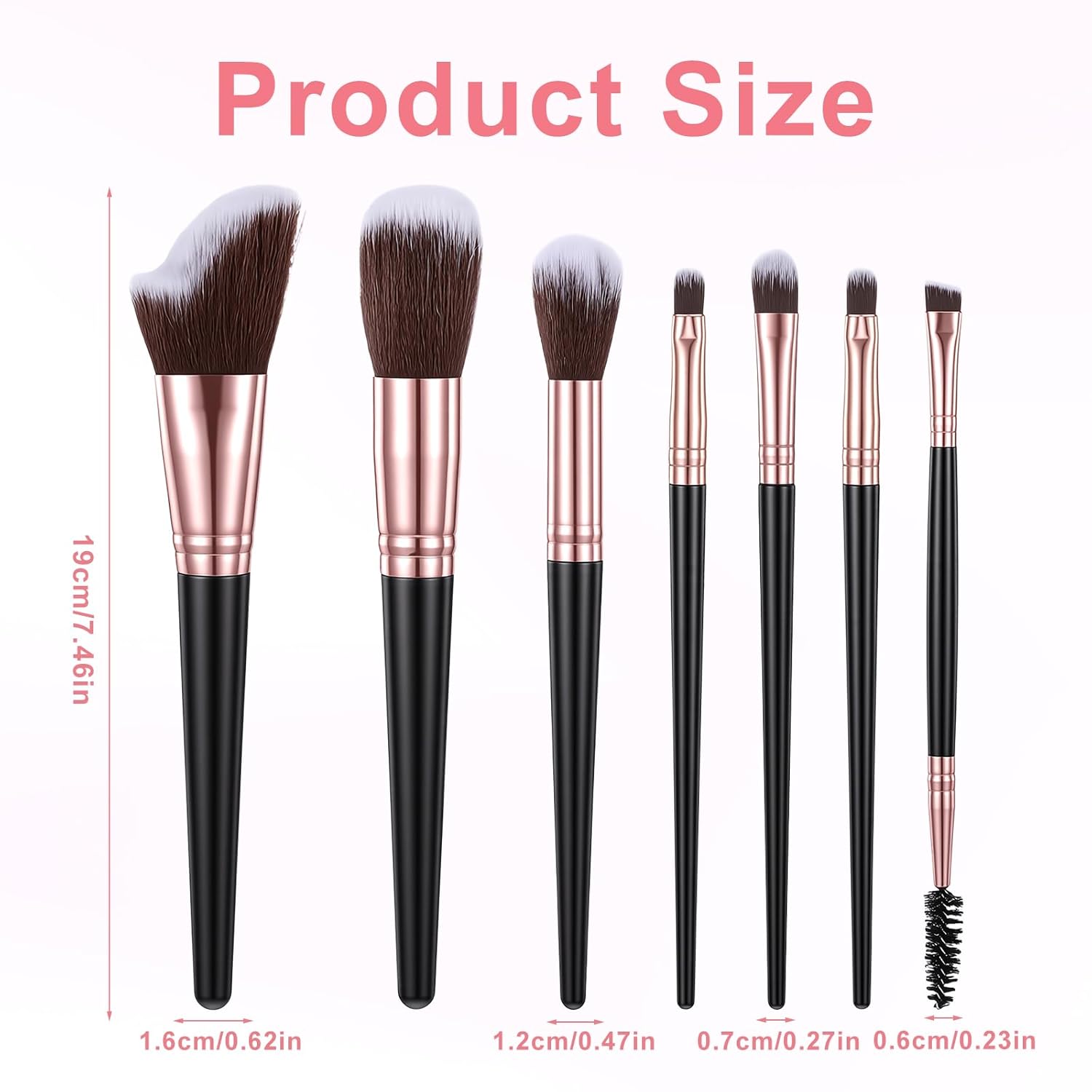 7 Pcs Professional Mini Cosmetic Brush Kit, Mini Travel Makeup Brush Set, Black Portable Travel Makeup Brushes, Travel-Essentials kits for Women Girls Brushes Blush Powder Eye Shadow