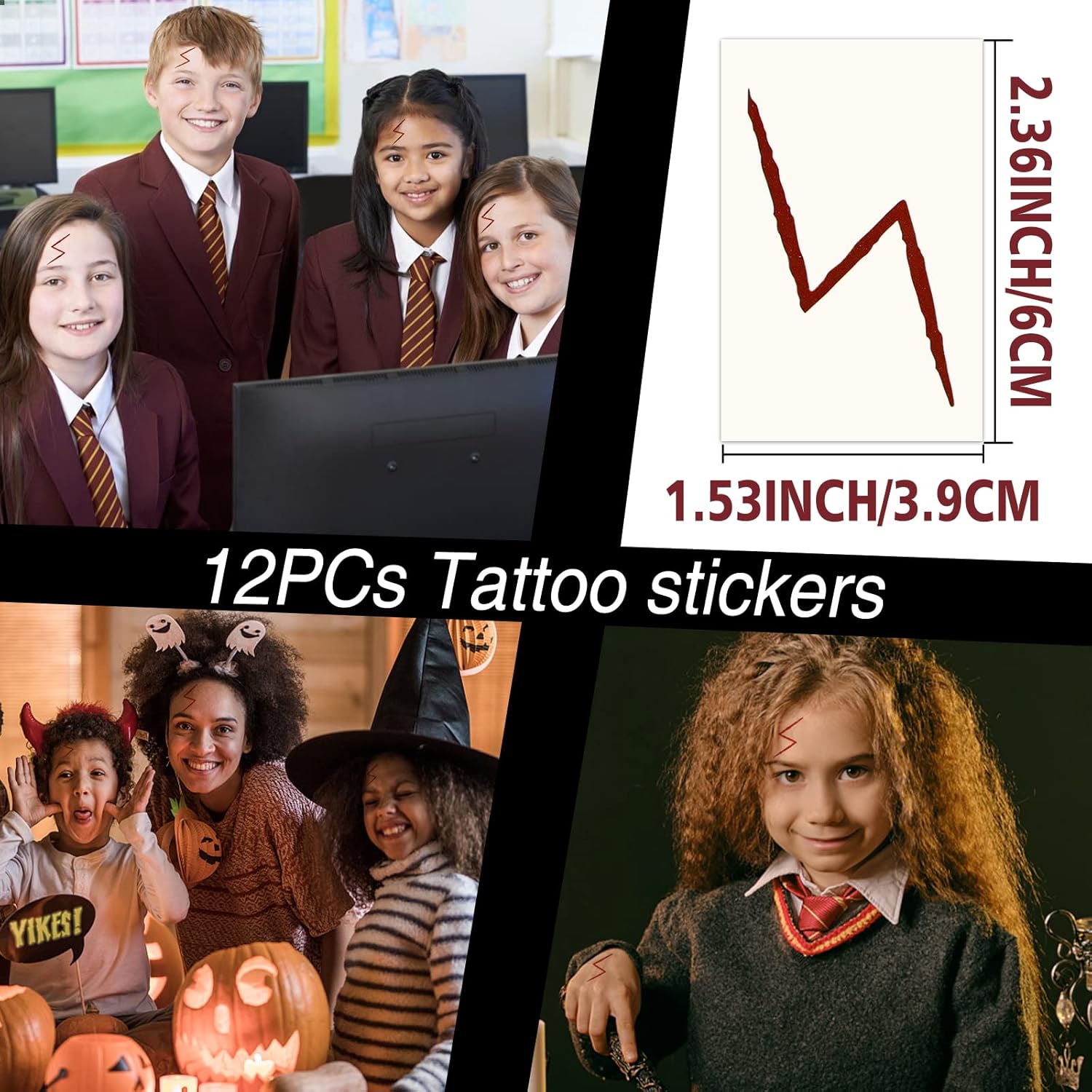 Wizard Costume Accessories Set Novelty Scarf Wizard Wand Glasses with Round Frame No Lenses Tattoos for Kids Birthday Party Cosplay Costume Accessories Halloween Party