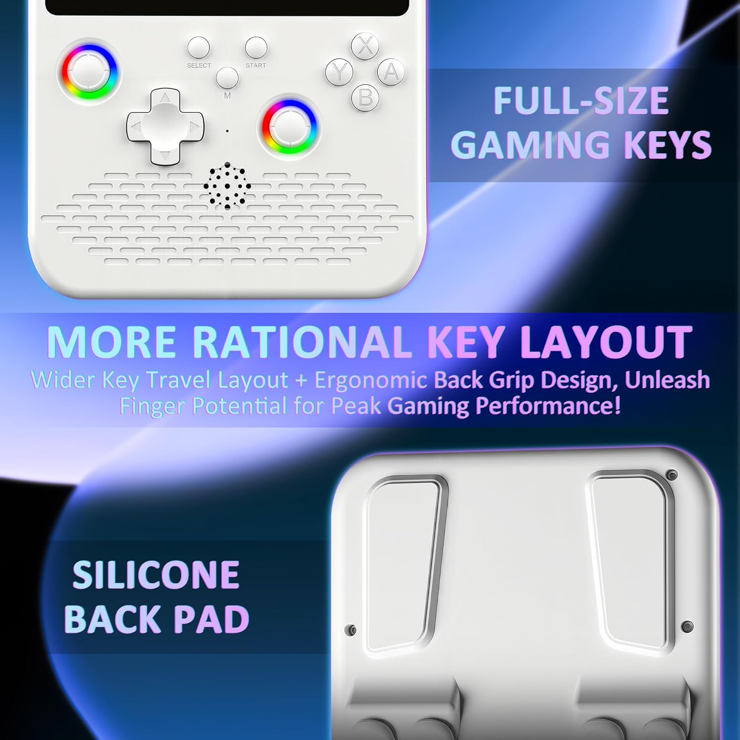 H5 Retro Gaming Console, 5.0 Inch IPS HD Screen Handheld Game Console, 256GB TF Card Build-in 40000+ Classic Games, Portable Video Arcade Support 34+ Emulators with 4000mAh Battery, White