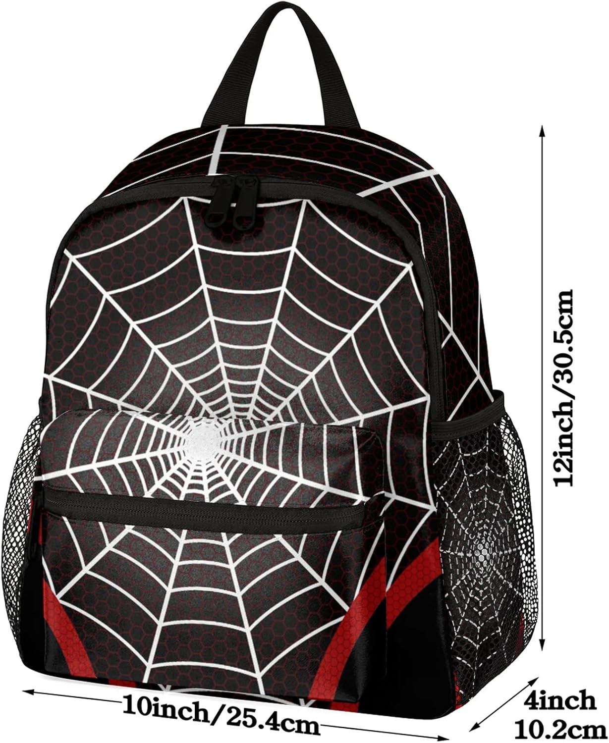 Toddler Backpacks for Boys Girls 2-4: Black Spider Web Kids Cartoon Schoolbag Lightweight Waterproof Book Bag for Preschool, Kindergarten, Elementary Back to School Children 12 Inch