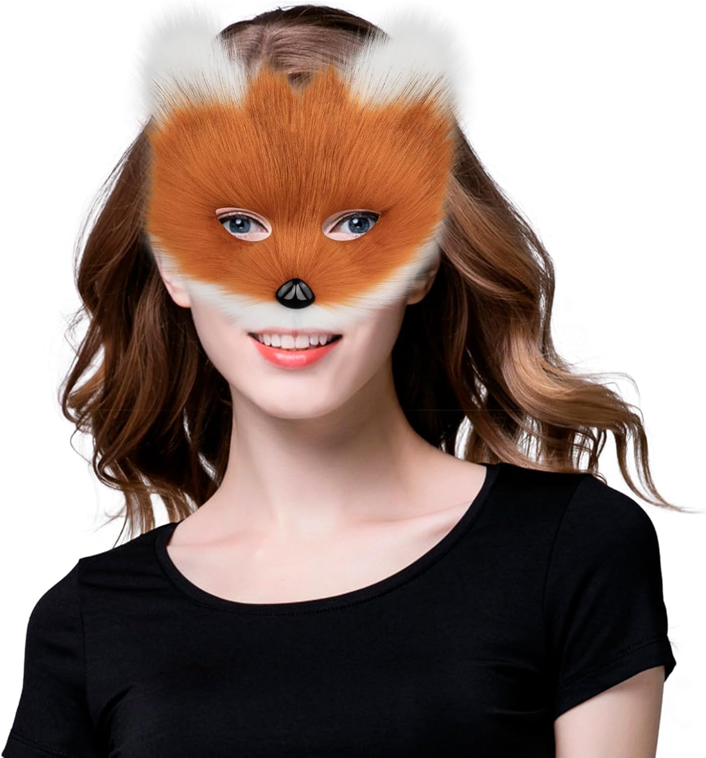Animal Fox Wolf Mask Halloween Party Cosplay Costumes Props Plush Cat Half Face Masks Carnival Christmas Masquerade