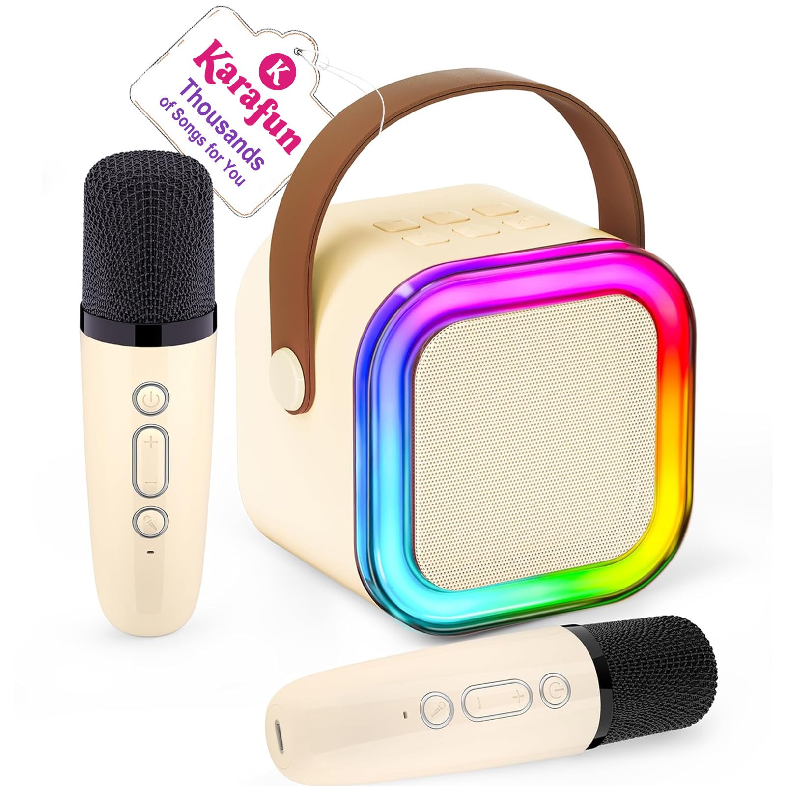 Karaoke Machine for Kids, 2025 TOP Toys Christmas Birthday Gifts Ideas for Girls Ages 4, 5, 6, 7, 8, 9, 10, 12+ Years Old, Portable Mini MP3 Player with 2 Wireless Mics for Party