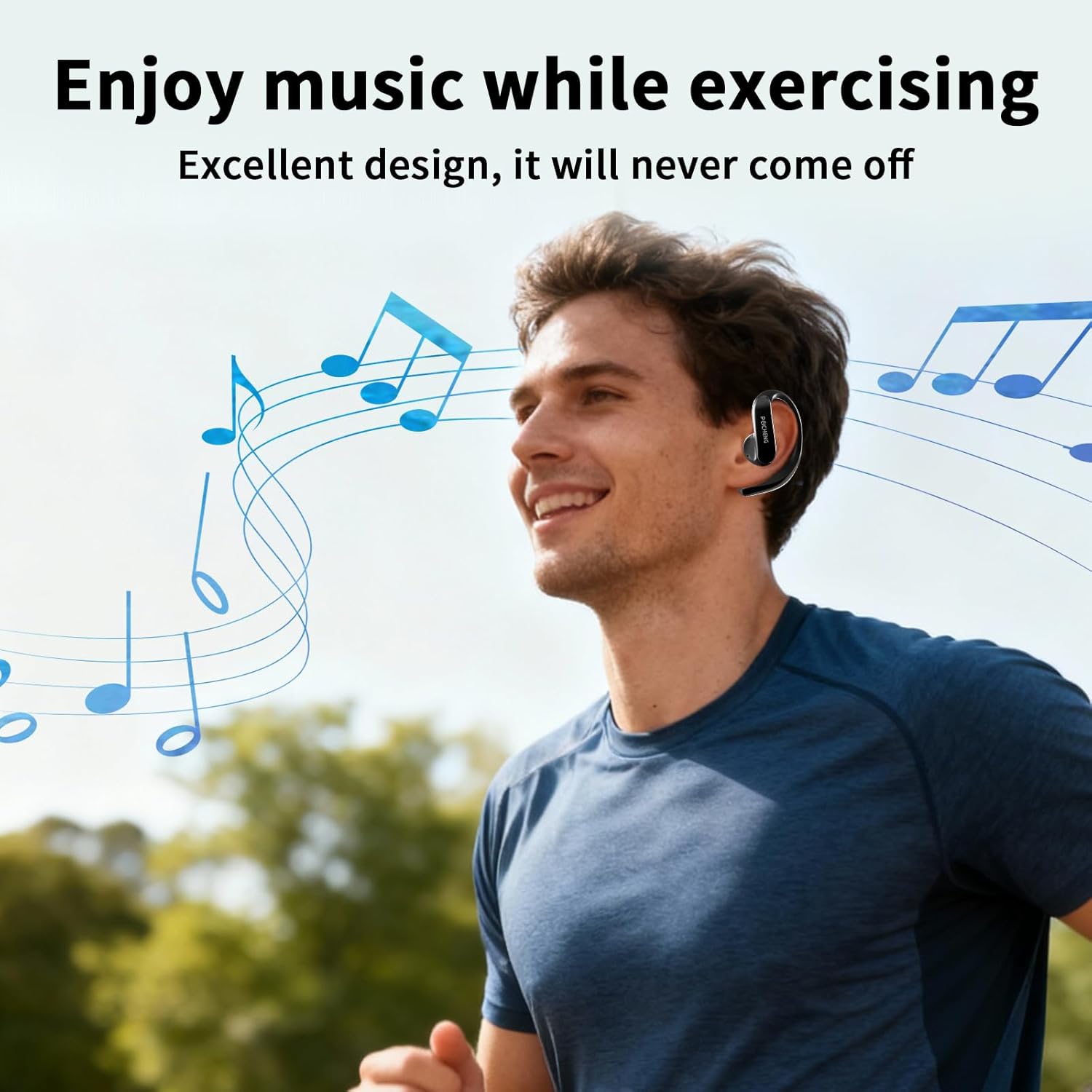 Wireless Bluetooth Earphones Earbuds Headphone Ear Bud for Sports Travel Business Learning (Black)