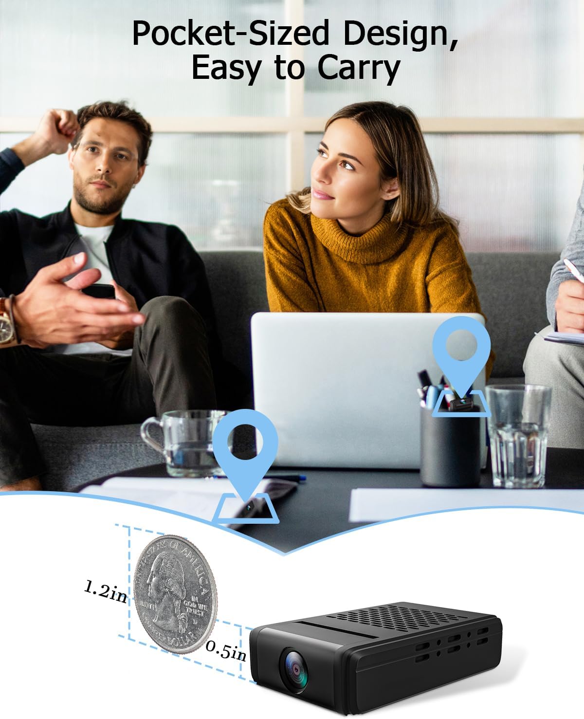 Mini Security Camera, Nanny Cam with 180°Rotating Lens, Free Cloud & SD Storage, 4K WiFi Wireless Surveillance, No WiFi Recording, Motion Detection, Auto Night Vision