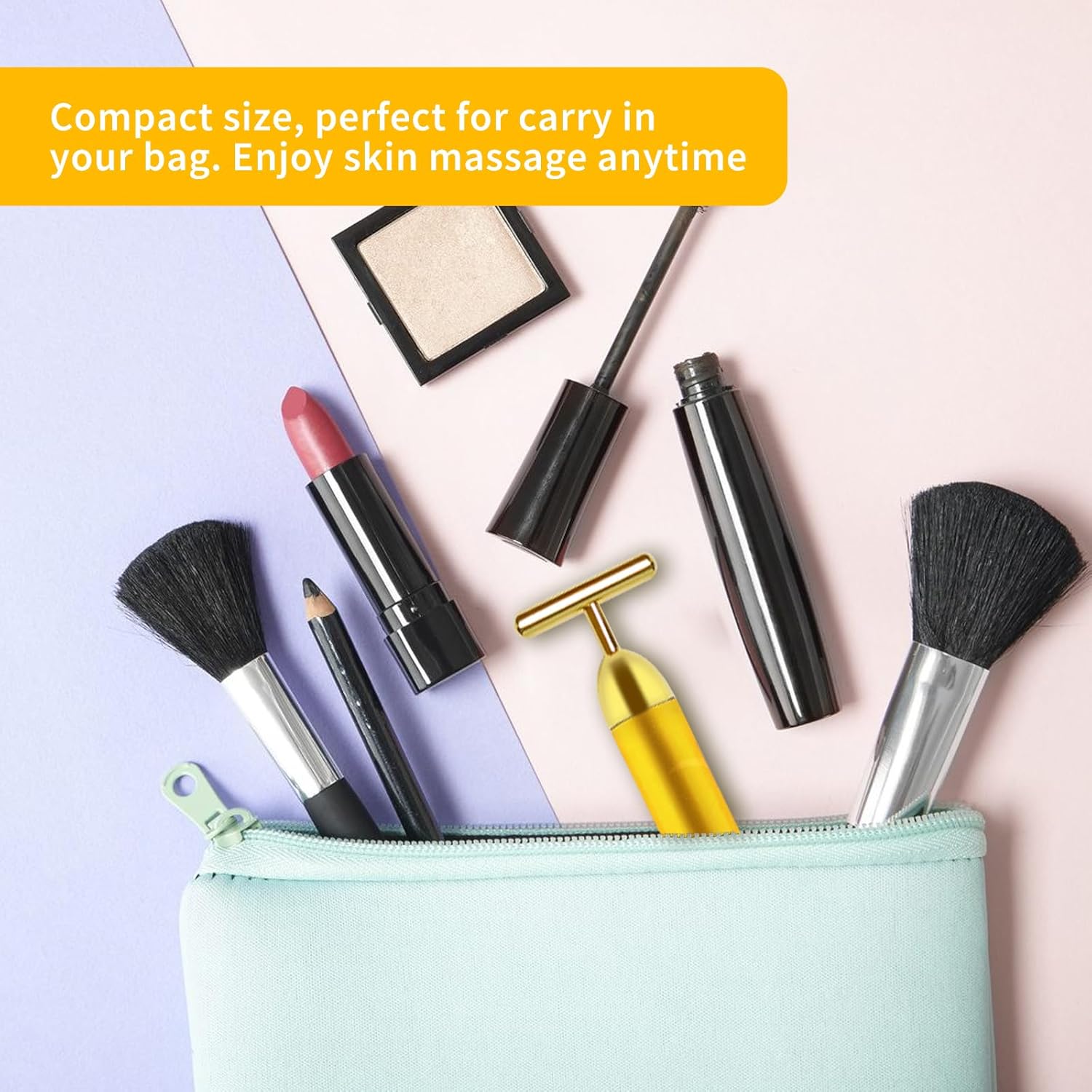 Aubric Face Massager Electric Beauty Bar 24k Golden Facial Massage Tool, T-Shape Electric Vibrating Wand Face Neck Skin Firming Lifting Tighting Wrinkles Reducing Body Treatment Anti Aging Device