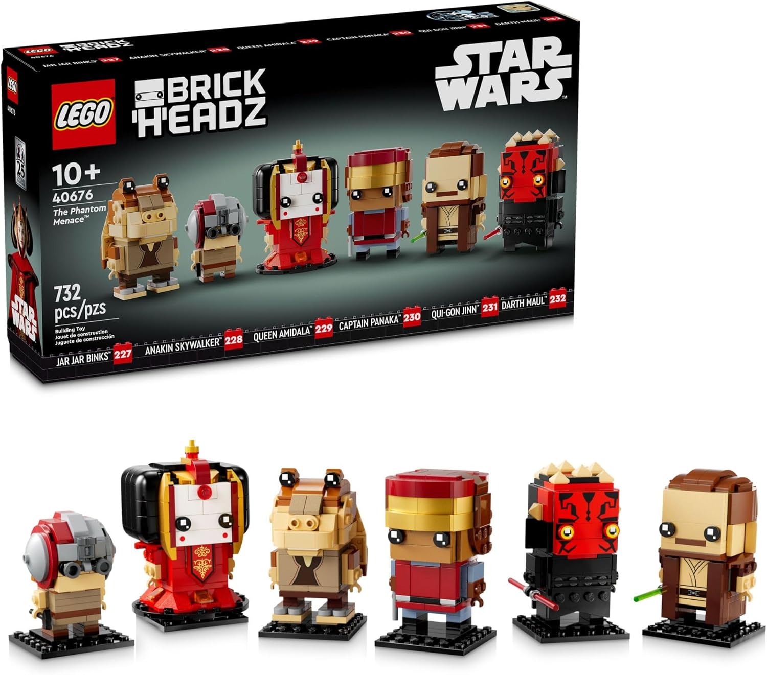 LEGO Star Wars BrickHeadz The Phantom Menace - Collectible Star Wars Figures of Annakin, Darth Maul, & More - Gift for Fans - 40676