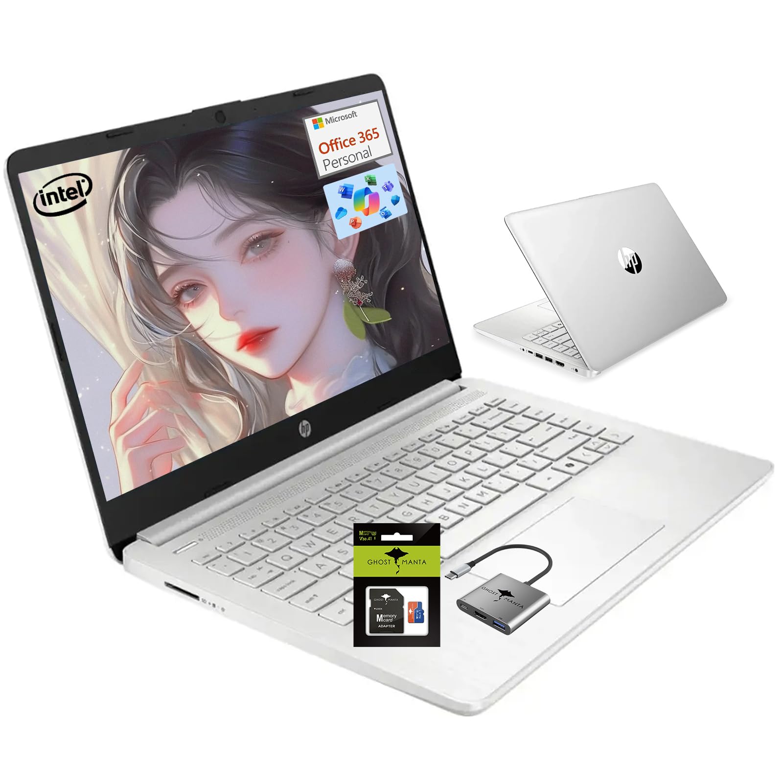 HP 14" Laptop Computer, Quad-Core (Beat i3-1115G4), 16GB RAM 1.38TB Storage (128GB UFS+256GB SD Card+1TB Cloud), Laptops for Business and Student with 1-Year Office 365 Wi-Fi 6 Win11 W/GM Accessories