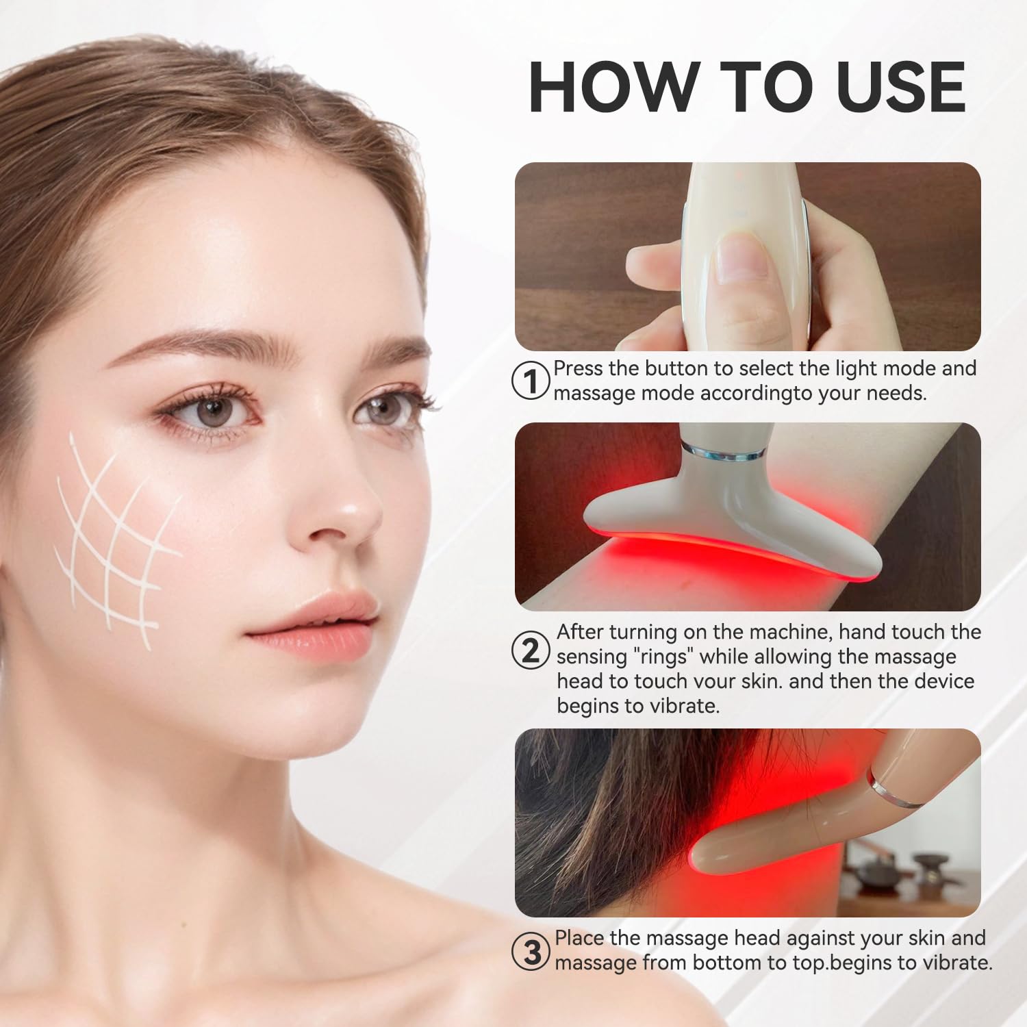 7 Color Facial Neck Device, Portable Facial Massager, Face Sculpting Tool for Skin Care with Vibration, Thermal