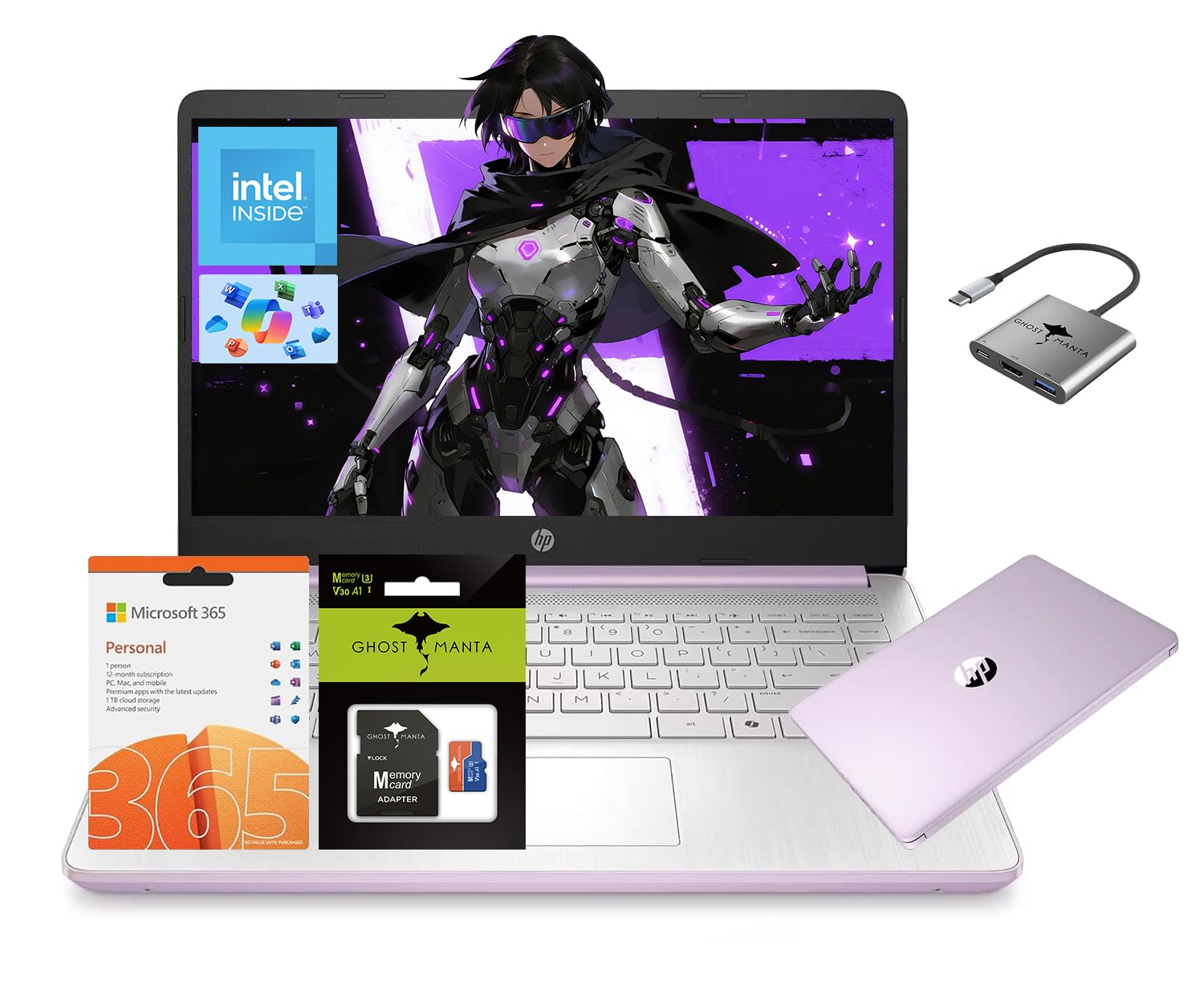 HP 14" Laptop Computer, Quad-Core (Beat i3), 16GB RAM 256GB Storage (128GB UFS+128GB SD Card), Wi-Fi 6 Win11 Laptops for Business and Student with 1-Year Office 365 W/GM Accessories