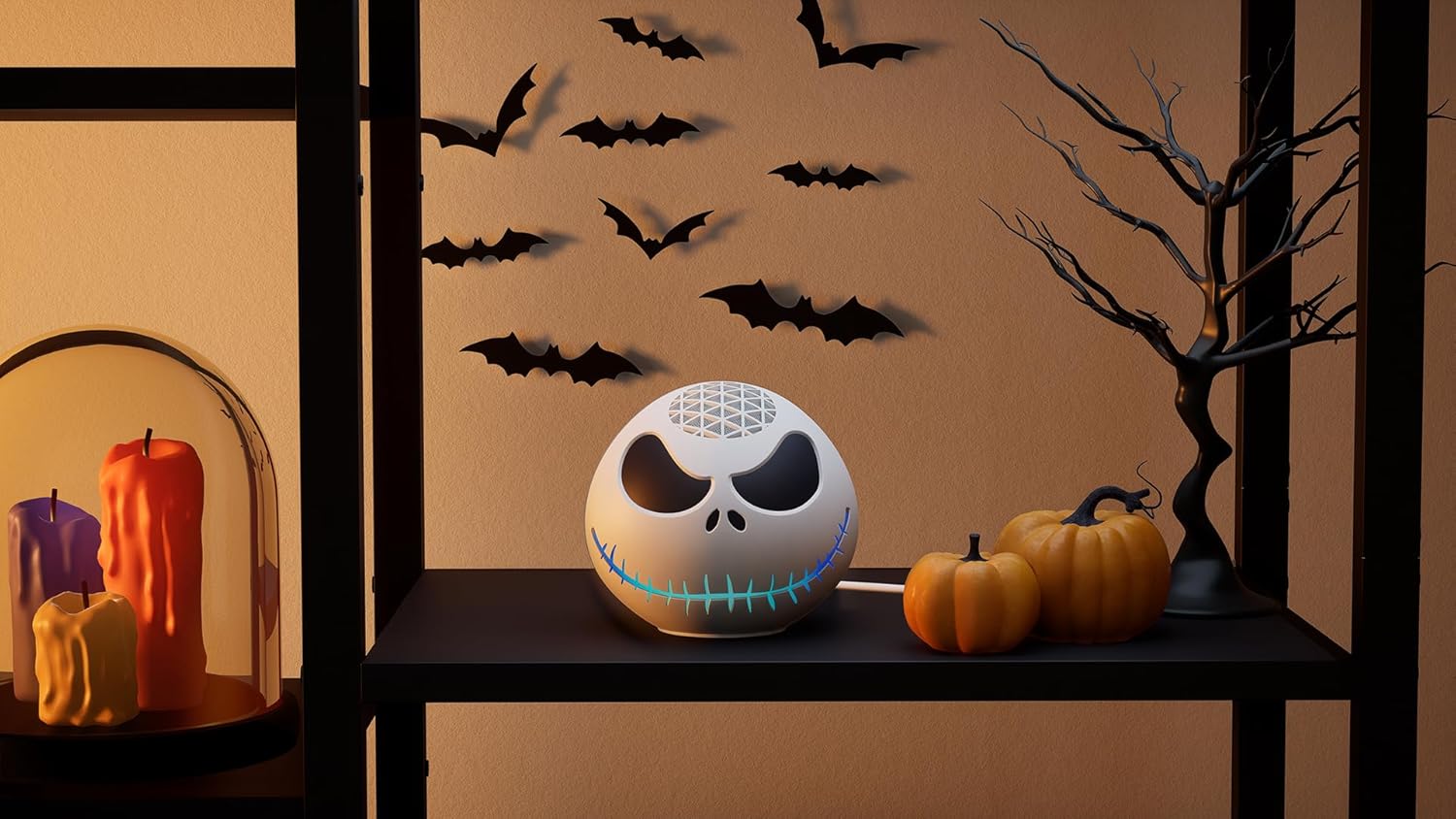 Echo Dot Bundle: Includes Echo Dot (5th Gen, newest model) | Deep Sea Blue and Limited Edition Disney Jack Skellington Shell