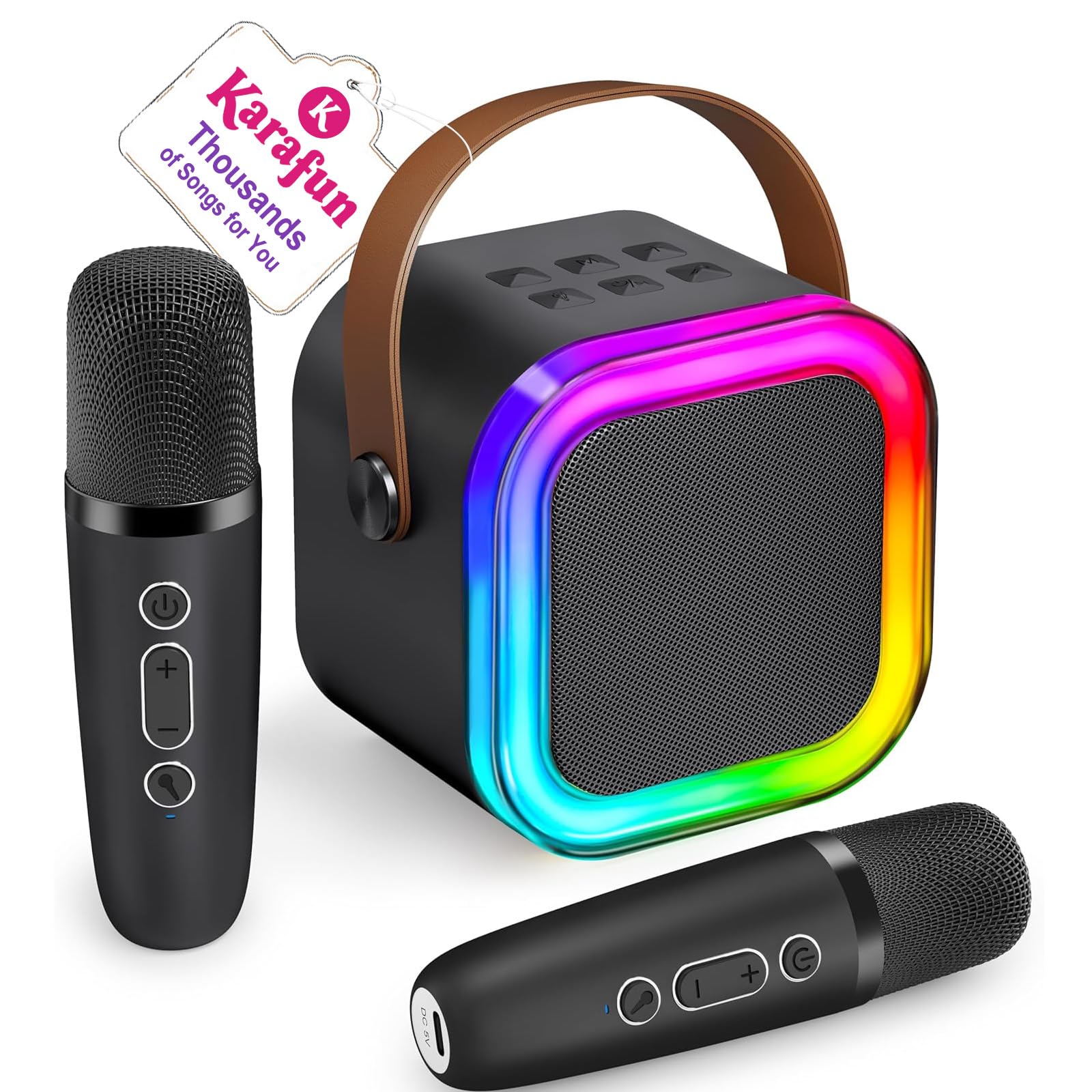 Karaoke Machine for Kids, 2025 TOP Toys Christmas Birthday Gifts Ideas for Girls Ages 4, 5, 6, 7, 8, 9, 10, 12+ Years Old, Portable Mini MP3 Player with 2 Wireless Mics for Party