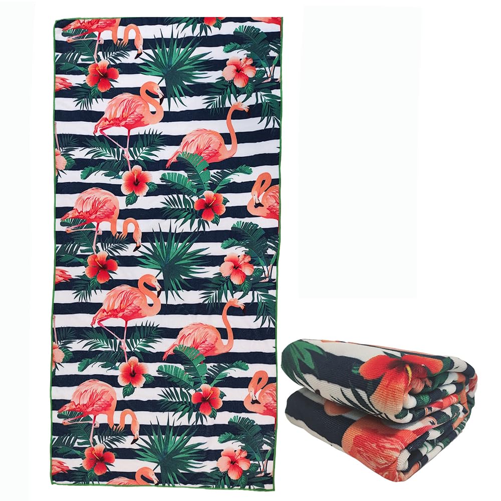 Extra Large Cute Black Leopard Beach Towels for Adult Girls, Big Oversized Thick Cheetah Print Microfiber Terry Cloth Sandproof Quick Dry 30 x 60