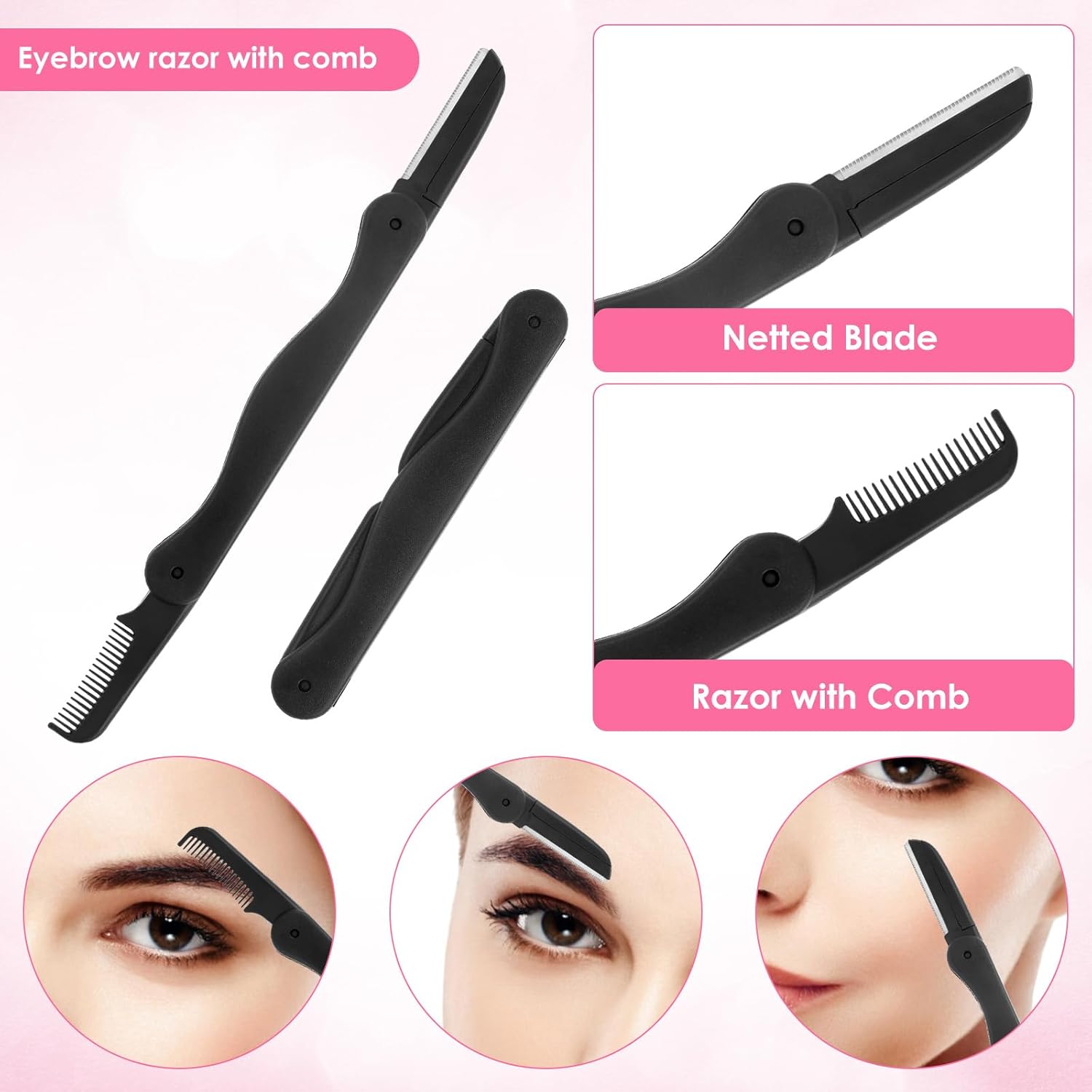 Eyebrow Razor, 5-in-1 Eyebrow Kit, Eyebrows Trimmers Set for Women and Men Eyebrows Grooming (Including Brow Razors, Tweezers, Scissors, Trimmer, Comb)