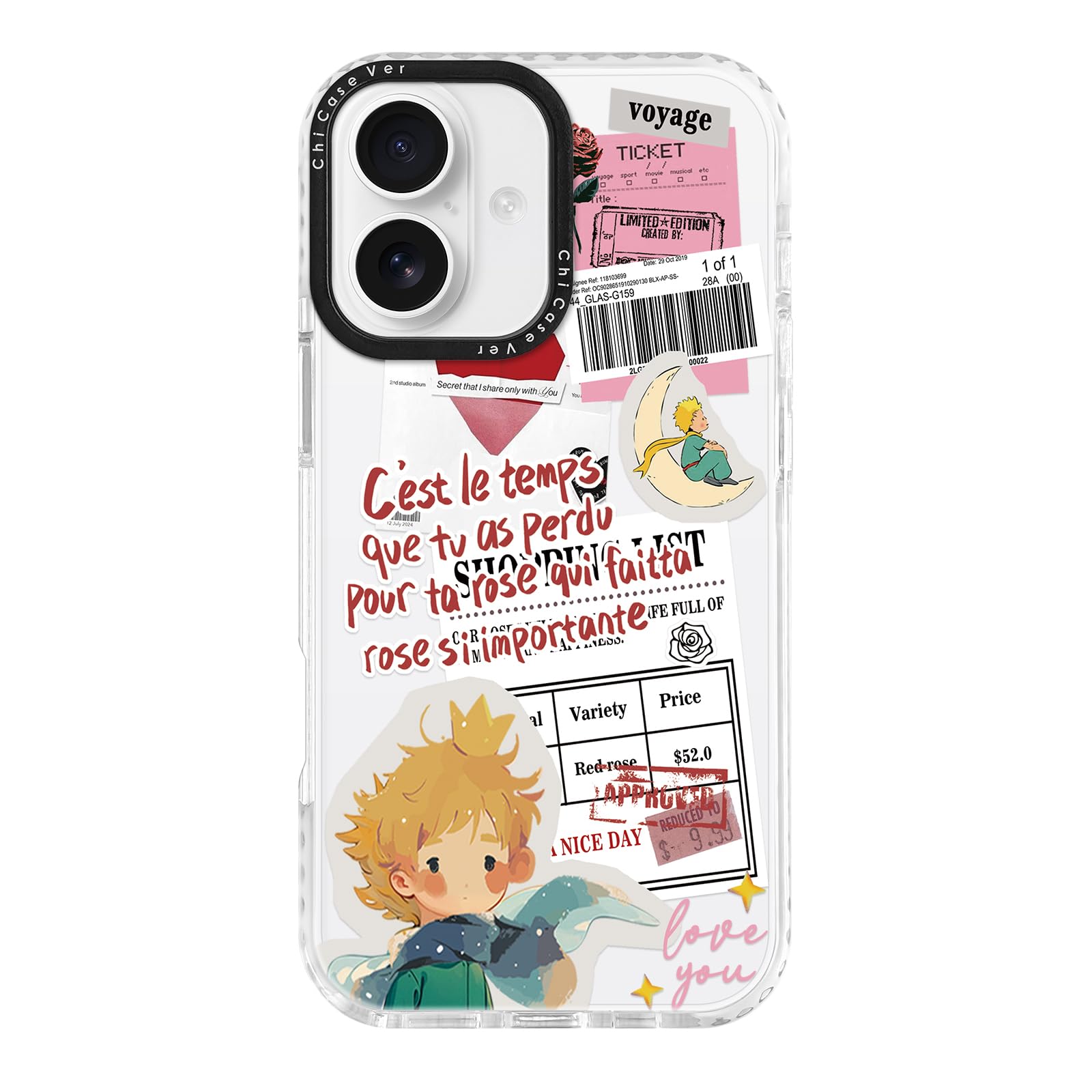 for iPhone 12 Case, Cartoon Pattern with Little Prince-Like, Military-Grade Drop Protection, Cute Soft Slim TPU Protective Cover with Camera Lens Protection for Women & Girls