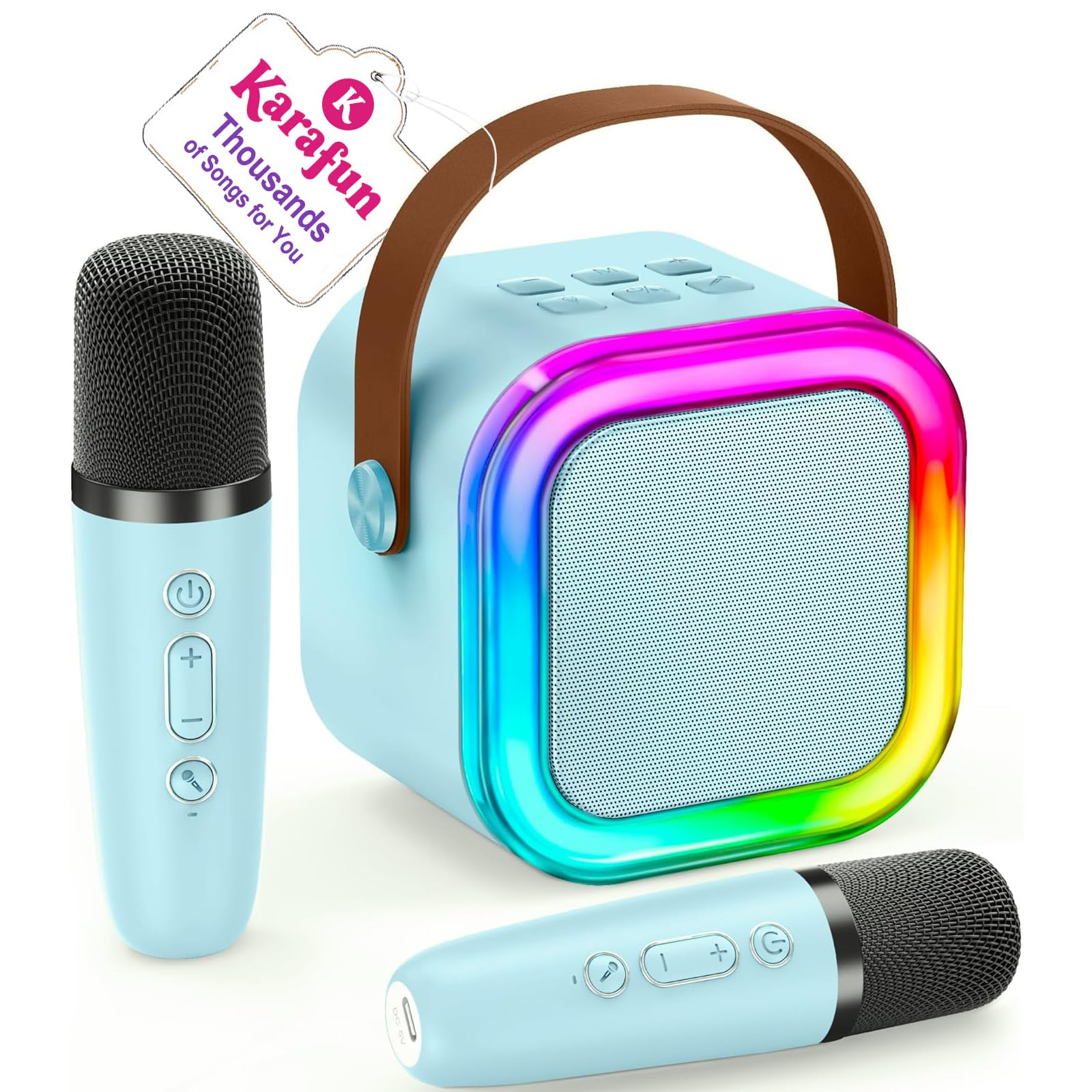 Karaoke Machine for Kids, 2025 TOP Toys Christmas Birthday Gifts Ideas for Girls Ages 4, 5, 6, 7, 8, 9, 10, 12+ Years Old, Portable Mini MP3 Player with 2 Wireless Mics for Party