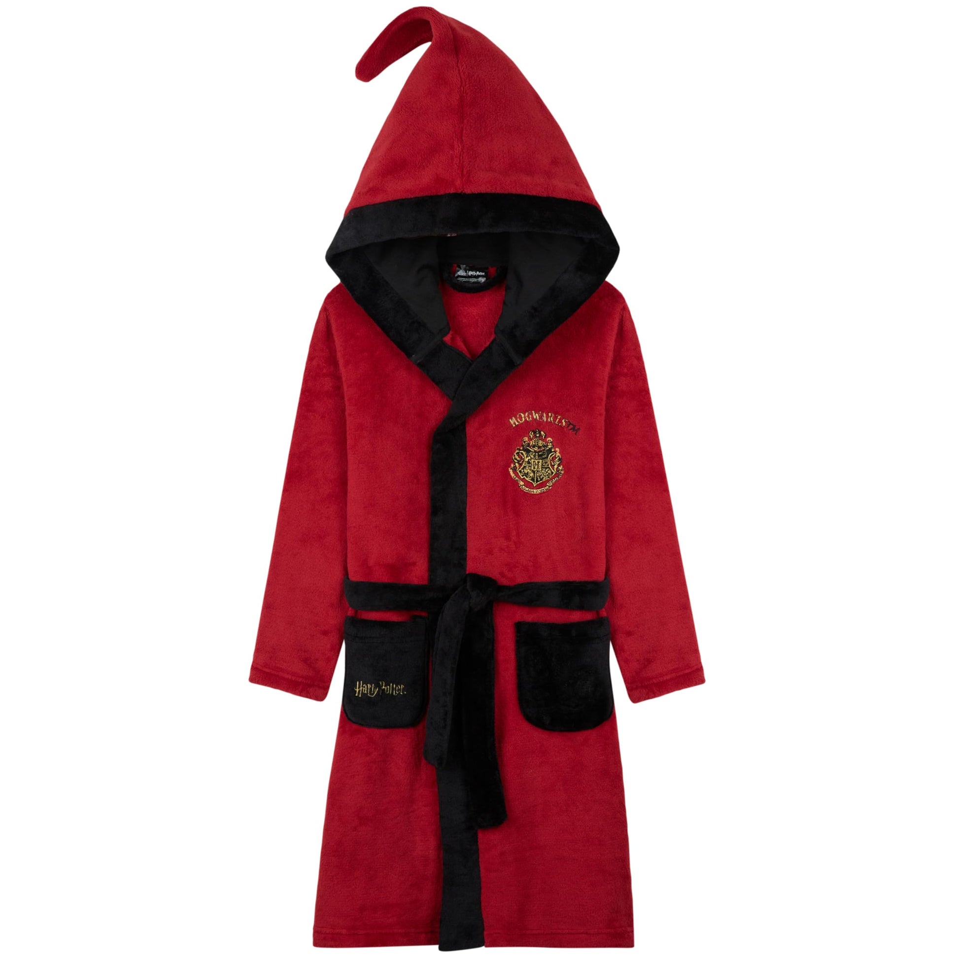 Harry Potter Kids Fleece Robe with Hood and Pockets, Cozy Tie Waist House Robes, Soft Lounge Bathrobe, Gifts for Girls Boys