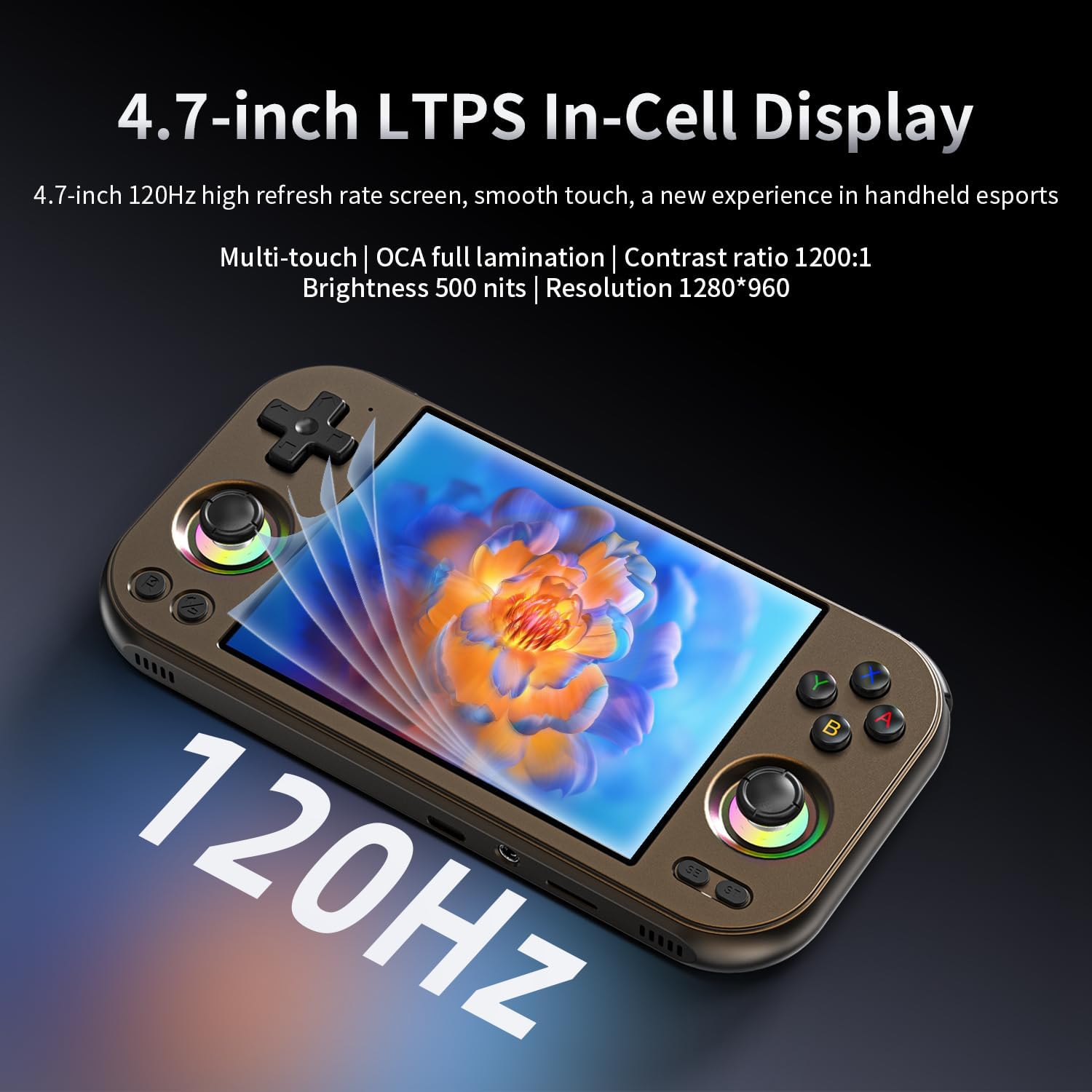 RG477M Retro Handheld Game Console , Aluminum Alloy CNC Dimensity 8300 Android14 System 4.7-inch Touch Handheld Game Console WiFi/Bluetooth Hall Joystick RGB Light 5300mah 12+ 256gb