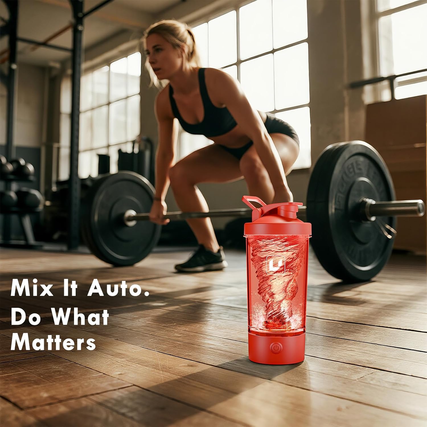 Electric Shaker Bottle USB C Rechargeable Protein Shaker Bottle Shaker cups for Protein Shakes Mixer with 24oz BPA Free Tritan Meal Replacement Shakes Made with Tritan Portable Blender Cup (Red)