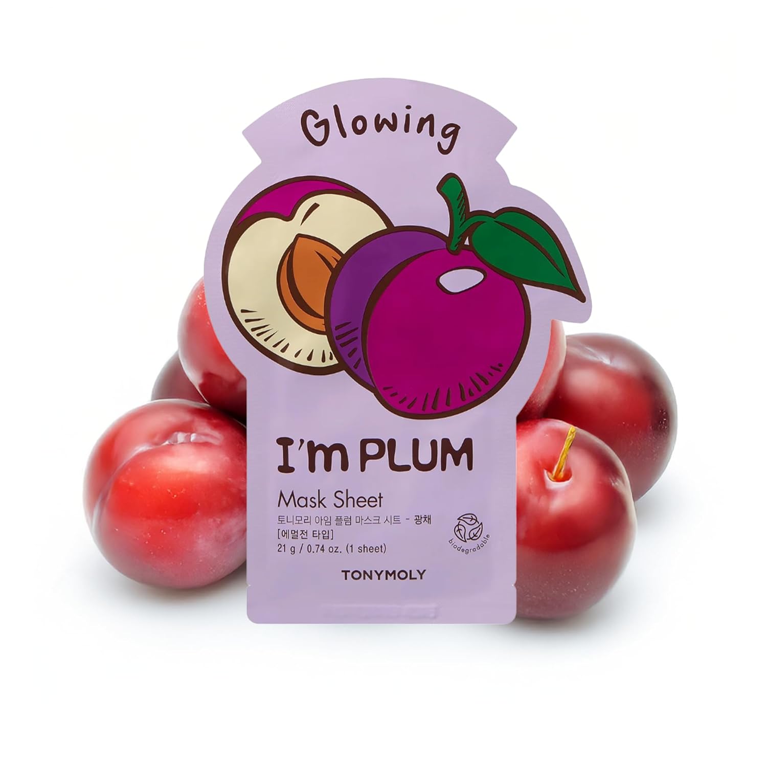 TONYMOLY I’m Plum Sheet Mask – Korean Skincare Face Mask with Plum Extract & Vitamin C, Brightening, Hydrating, and Moisturizing Facial Treatment for Glowing, Radiant Skin, 1 Count
