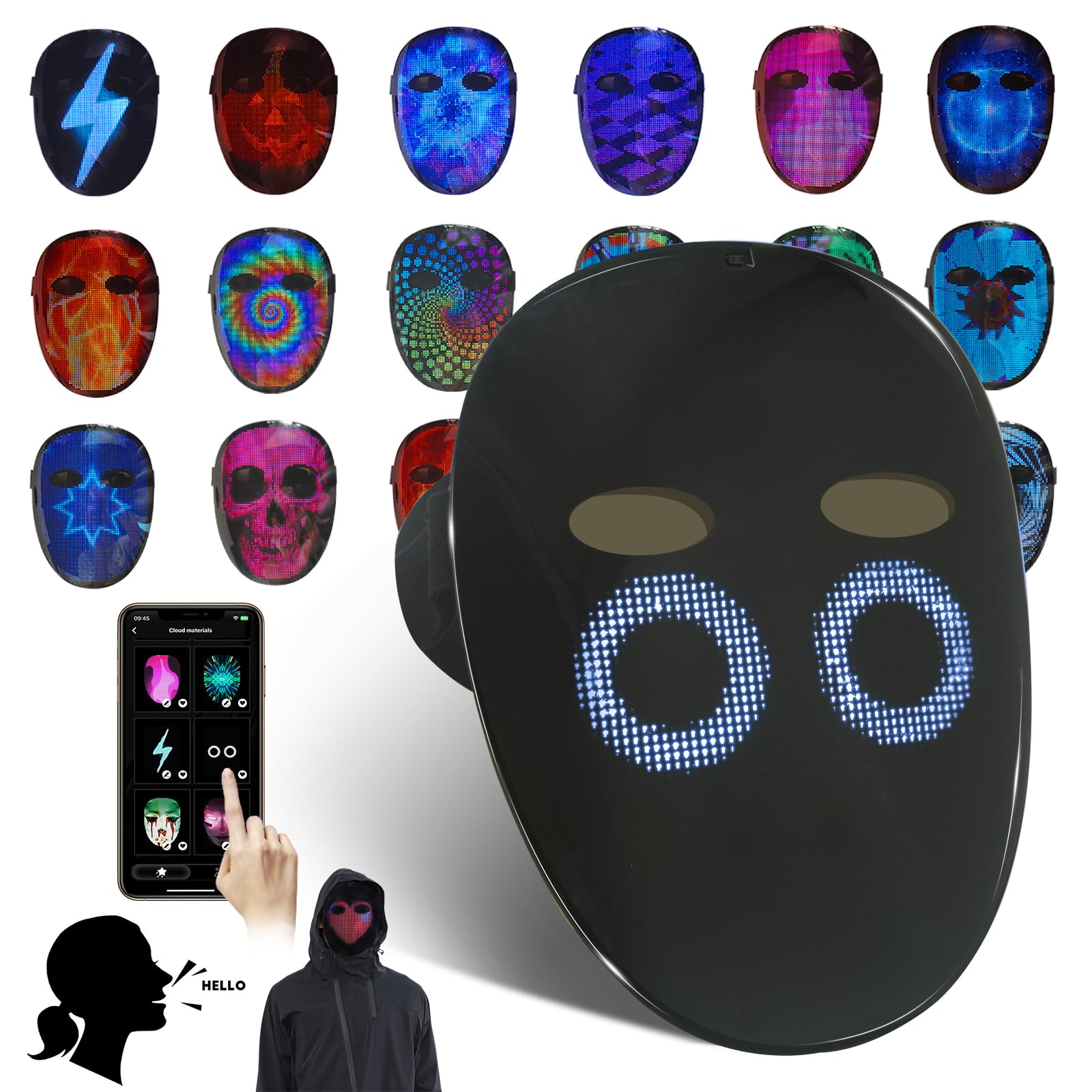 Led Mask Light up Mask with Gesture Sensing, Cool Glowing Toys Masks Great Gift for Halloween Christmas Costume Party