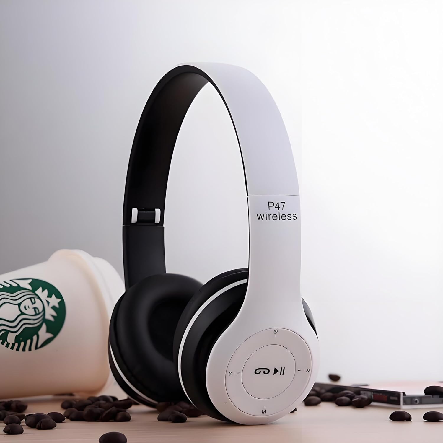 Wireless Bluetooth Over-Ear Headphones, Hybrid Noise Cancelling, HiFi Stereo, Foldable, Lightweight, Deep Bass, Black