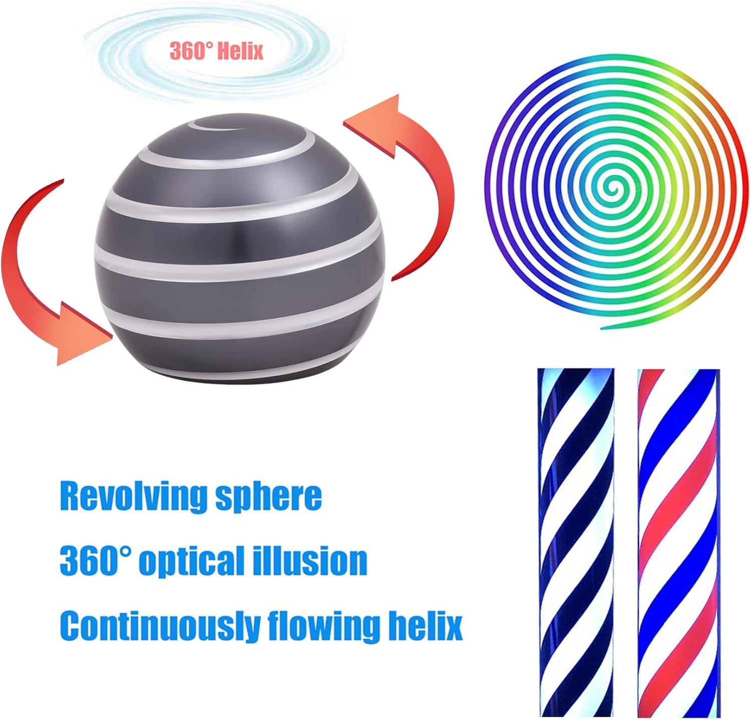 Desk Toys for Fidget Kinetic Cool-Gadgets: 180 Seconds Spinning Toy, Cool-Stuff Thing for Adult Teen Children Kid, Optical-Illusion Stress-Relief Gifts Ball for Man Women Home Office School Christmas