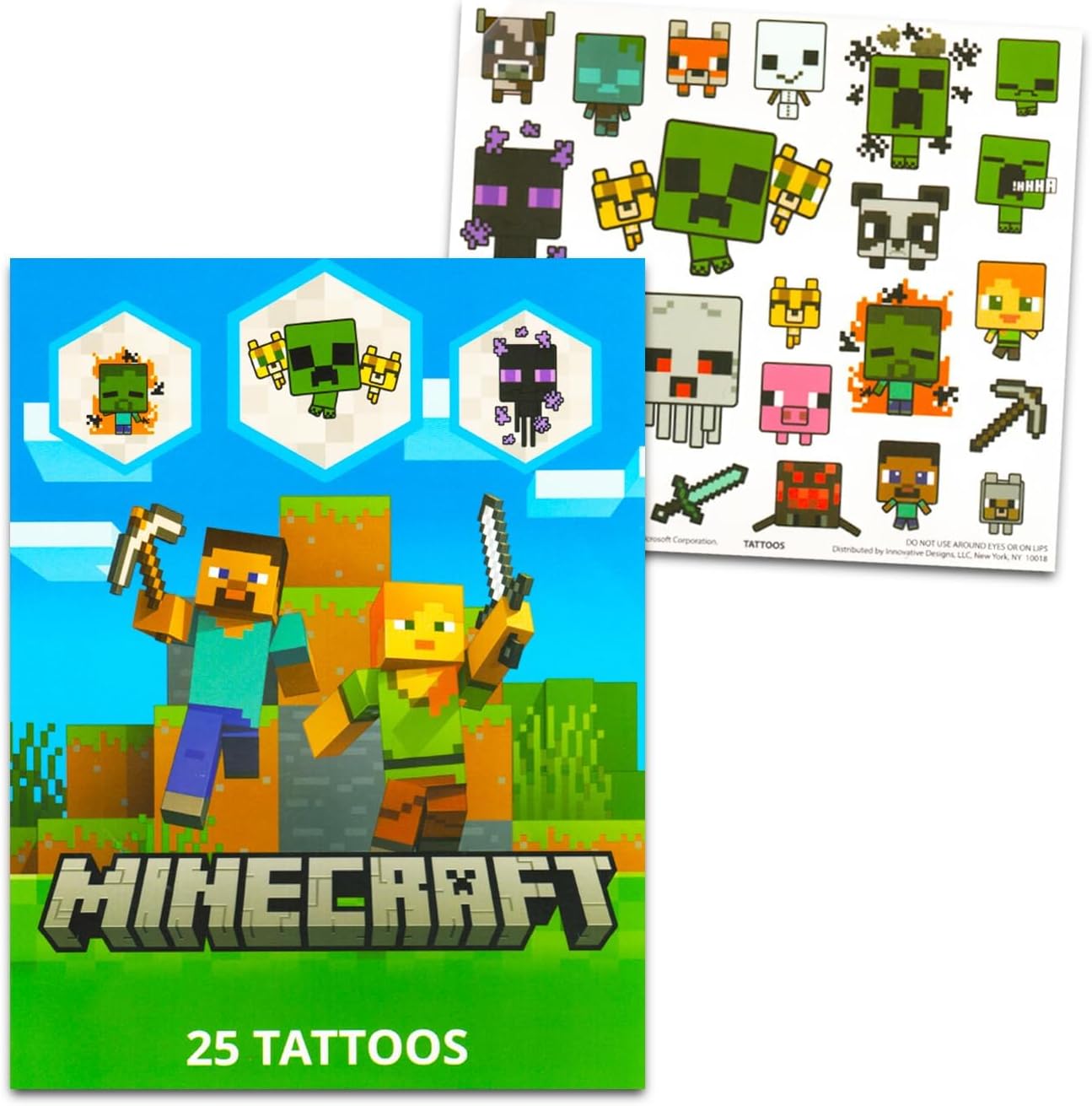 Minecraft Backpack and Lunch Set for Boys - Bundle with 16” Minecraft Backpack, Lunch, Tattoos, and More | Minecraft Backpack for Boys 8-12