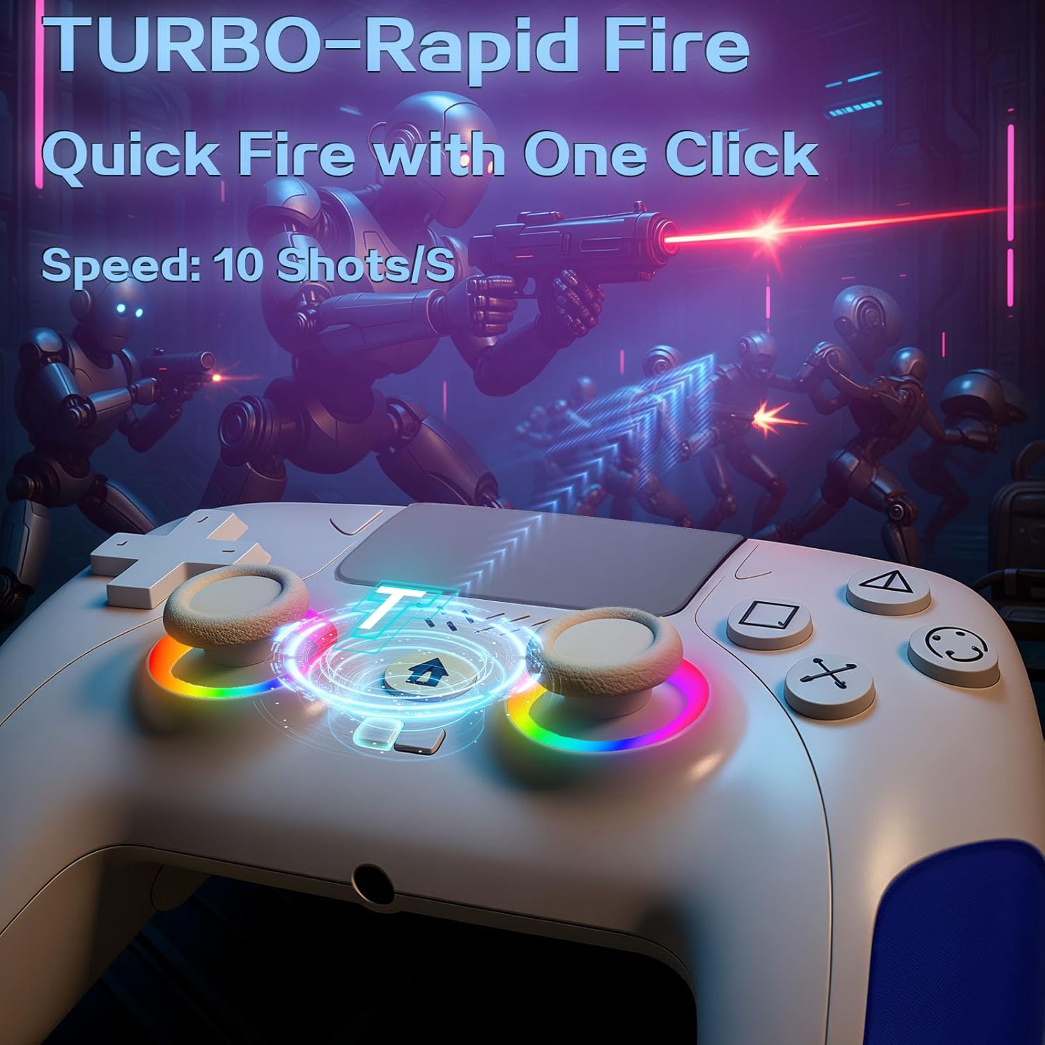 Kamylorus Wired Controller for PS-5/PC, Gaming Controller with Dual Vibration, Programmable/Remap/Turbo/RGB Light, 3.5MM Headphone Jack