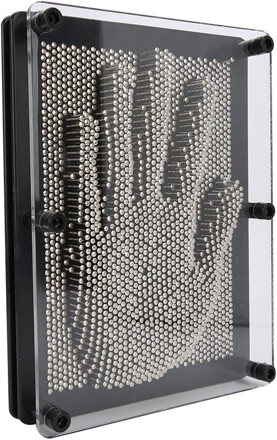 3D Pin Art Board, Classic Pin Impression Desk Toys Sculpture 20x15x5.5cm Metal Hand Mold Impression Desk Sculpture Sensory Toys for Kids and Adult(Large)