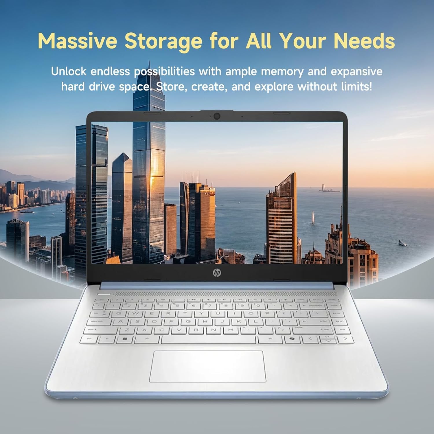 HP 14" Laptop Computer, Quad-Core (Beat i3), 16GB RAM 256GB Storage (128GB UFS+128GB SD Card), Wi-Fi 6 Win11 Laptops for Business and Student with 1-Year Office 365 W/GM Accessories