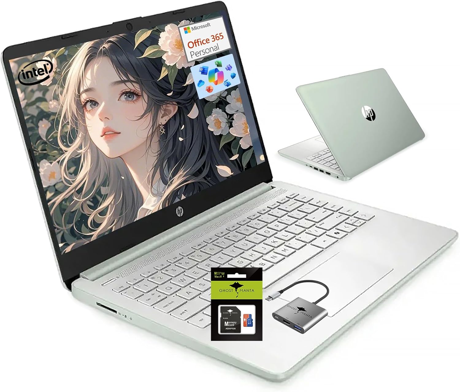 HP 14" Laptop Computer, Quad-Core (Beat i3-1115G4), 16GB RAM 1.38TB Storage (128GB UFS+256GB SD Card+1TB Cloud), Laptops for Business and Student with 1-Year Office 365 Wi-Fi 6 Win11 W/GM Accessories