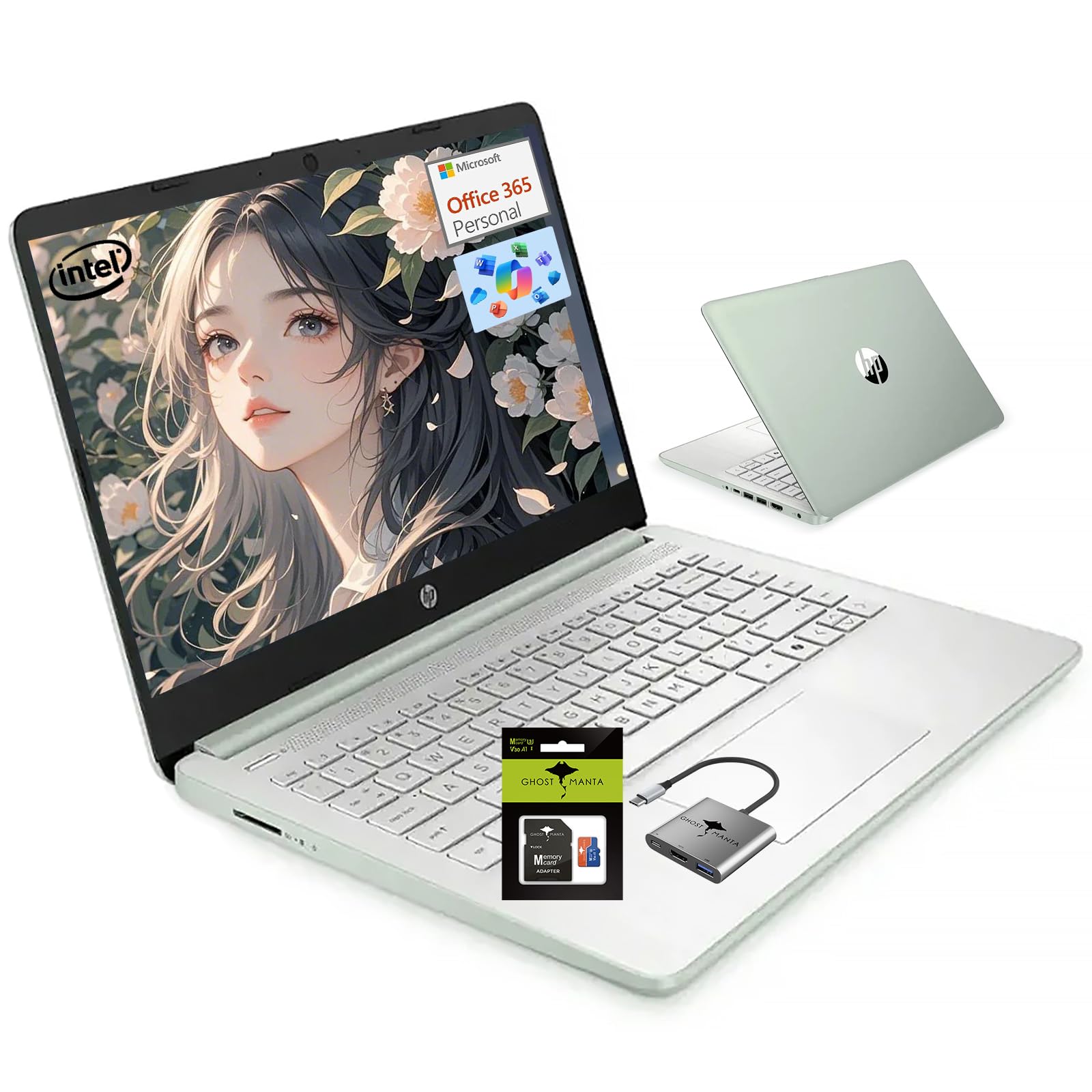 HP 14" Laptop Computer, Quad-Core (Beat i3-1115G4), 16GB RAM 1.38TB Storage (128GB UFS+256GB SD Card+1TB Cloud), Laptops for Business and Student with 1-Year Office 365 Wi-Fi 6 Win11 W/GM Accessories