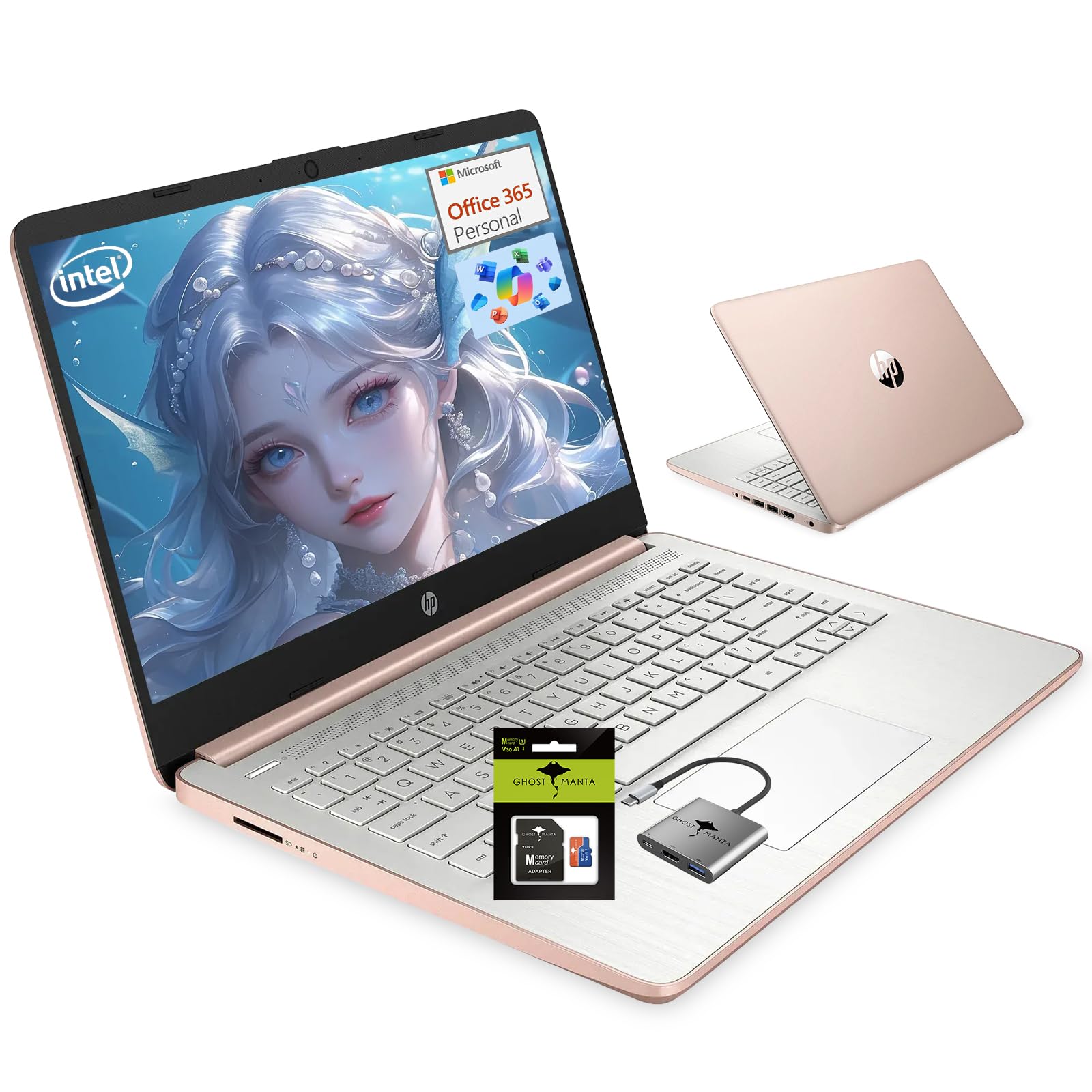 HP 14" Laptop Computer, Quad-Core (Beat i3-1115G4), 16GB RAM 1.38TB Storage (128GB UFS+256GB SD Card+1TB Cloud), Laptops for Business and Student with 1-Year Office 365 Wi-Fi 6 Win11 W/GM Accessories