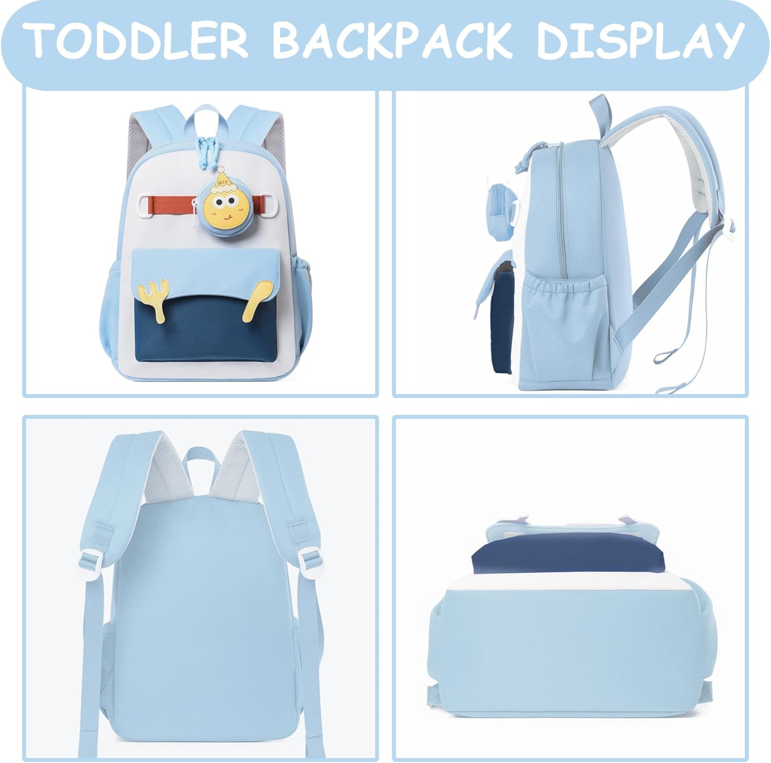 Kids Backpack for Boys and Girls 14 Inch Lightweight Preschool Bookbag with Removable Pouch and Double Zipper, Durable Daypack for Daycare and Travel