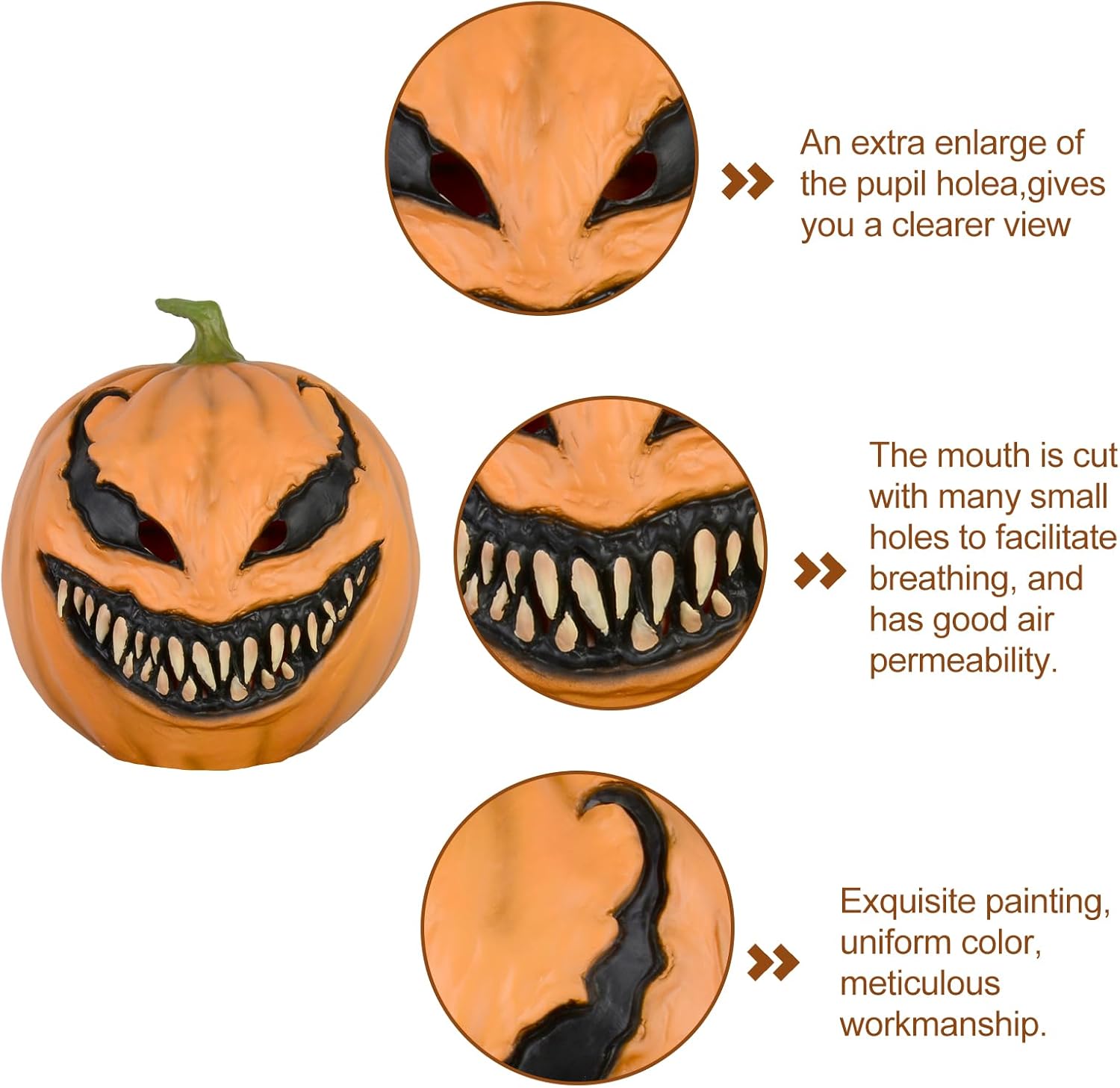 Creepy Pumpkin Mask, Scary Pumpkin Head Mask For Halloween Costume Party Props Adult Men Women