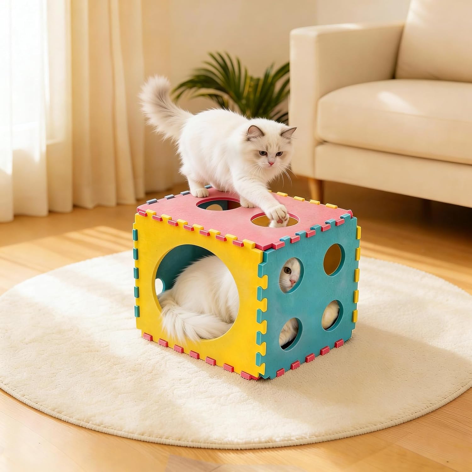 41 Pcs Interactive Cat Toys for Indoor Cats, Kitten Toys with Cute Cat House Bed, Catnip Toys, Chew Rope, Feather Wand, Springs and Balls for Indoor Kittens