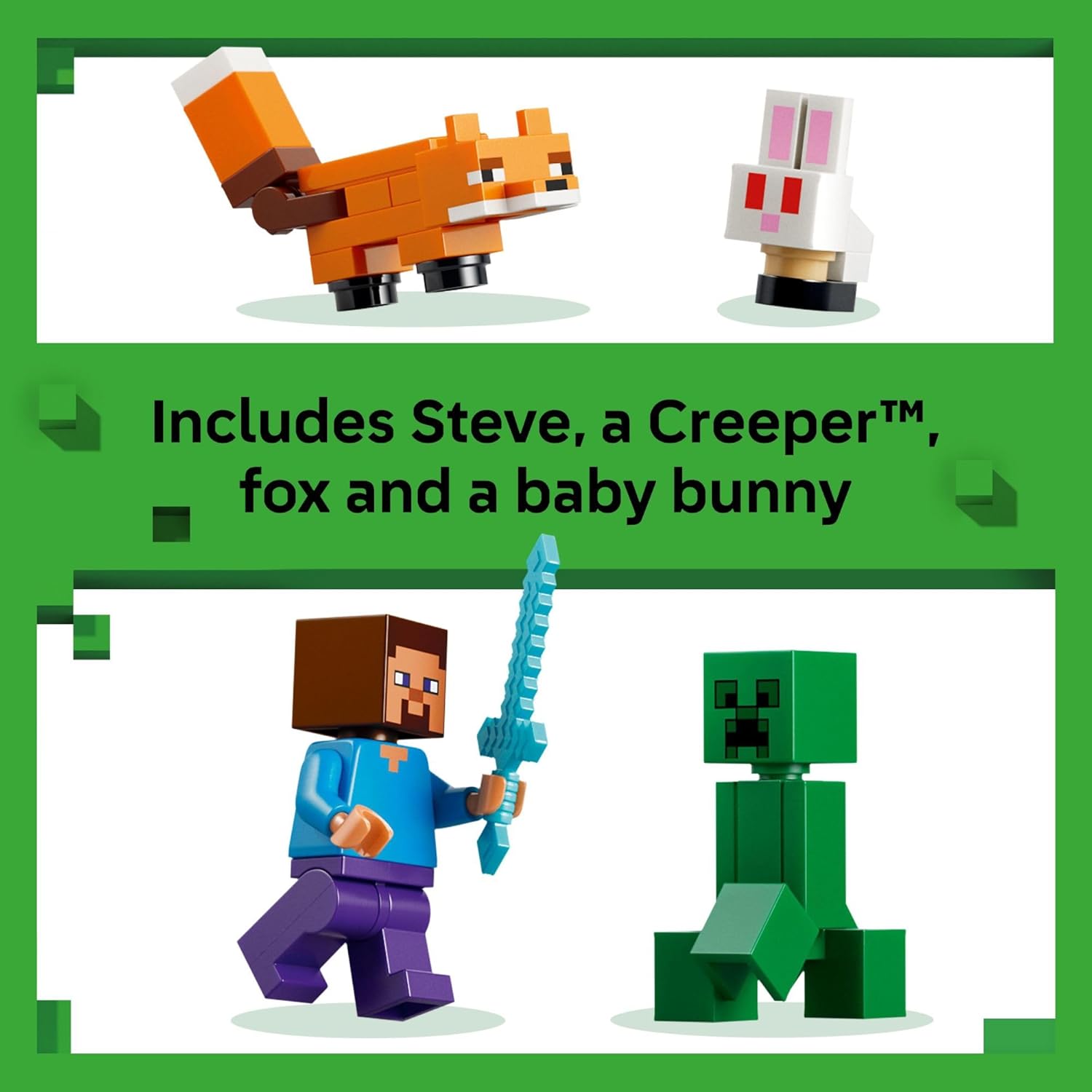 LEGO Minecraft Steve’s Taiga Adventure Building Toy for Boys & Girls - Video Game Playset & Toy Figures for Kids, Ages 6 + - W/2 Minifigures & 2 Pretend Play Animals - Gift Idea for Birthdays - 21583