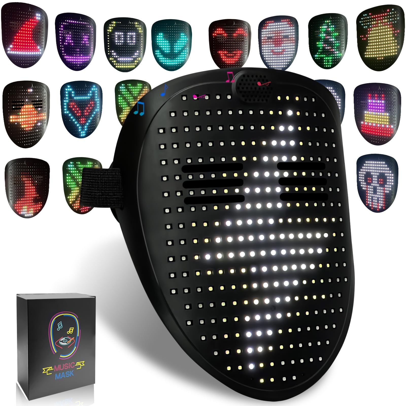 Led Mask Light up Mask with Gesture Sensing, Cool Glowing Toys Masks Great Gift for Halloween Christmas Costume Party