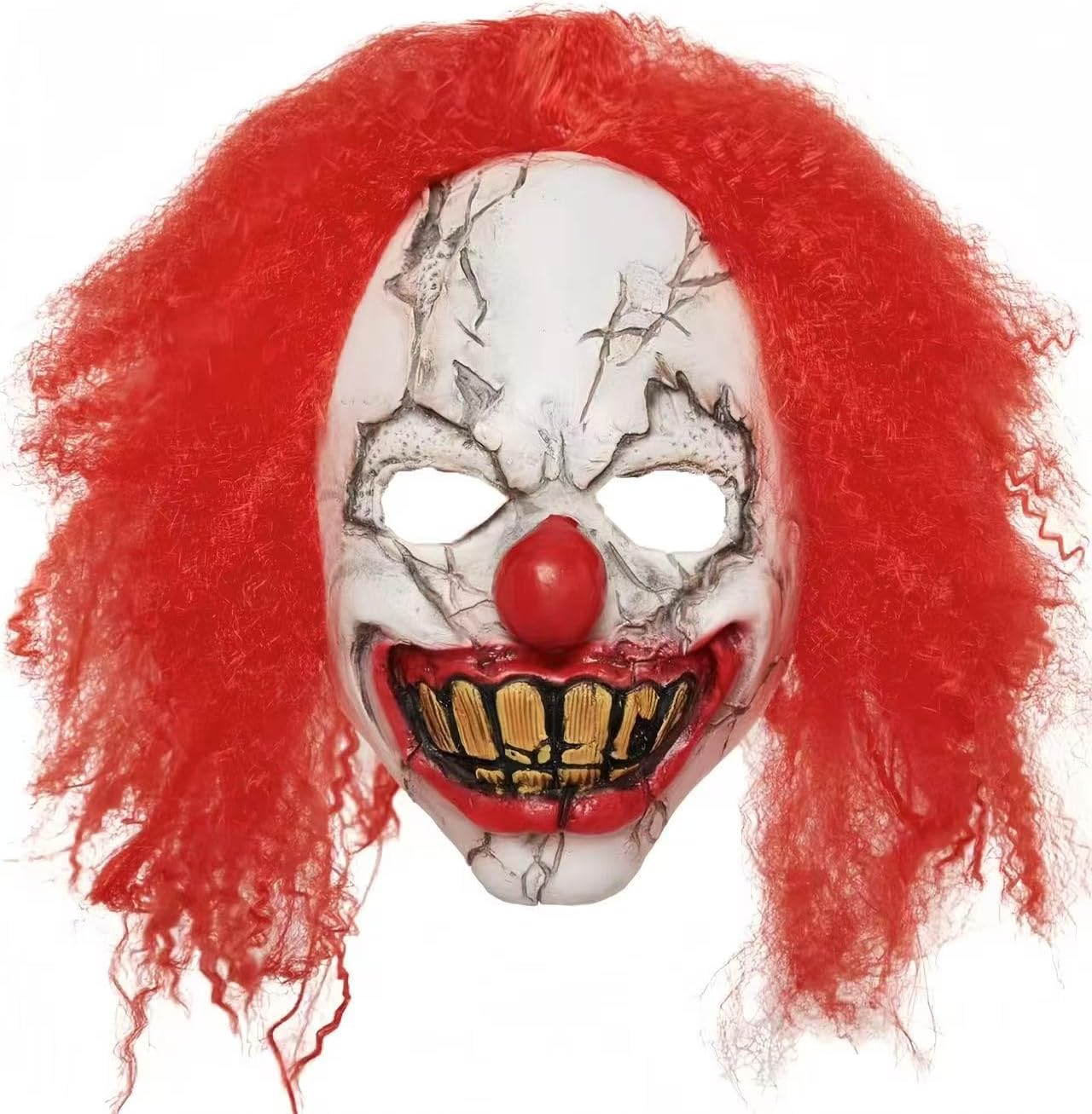 Monisorly Scary demon zombie creepy Red hair evil clown mask Halloween adult killer clown face mask.