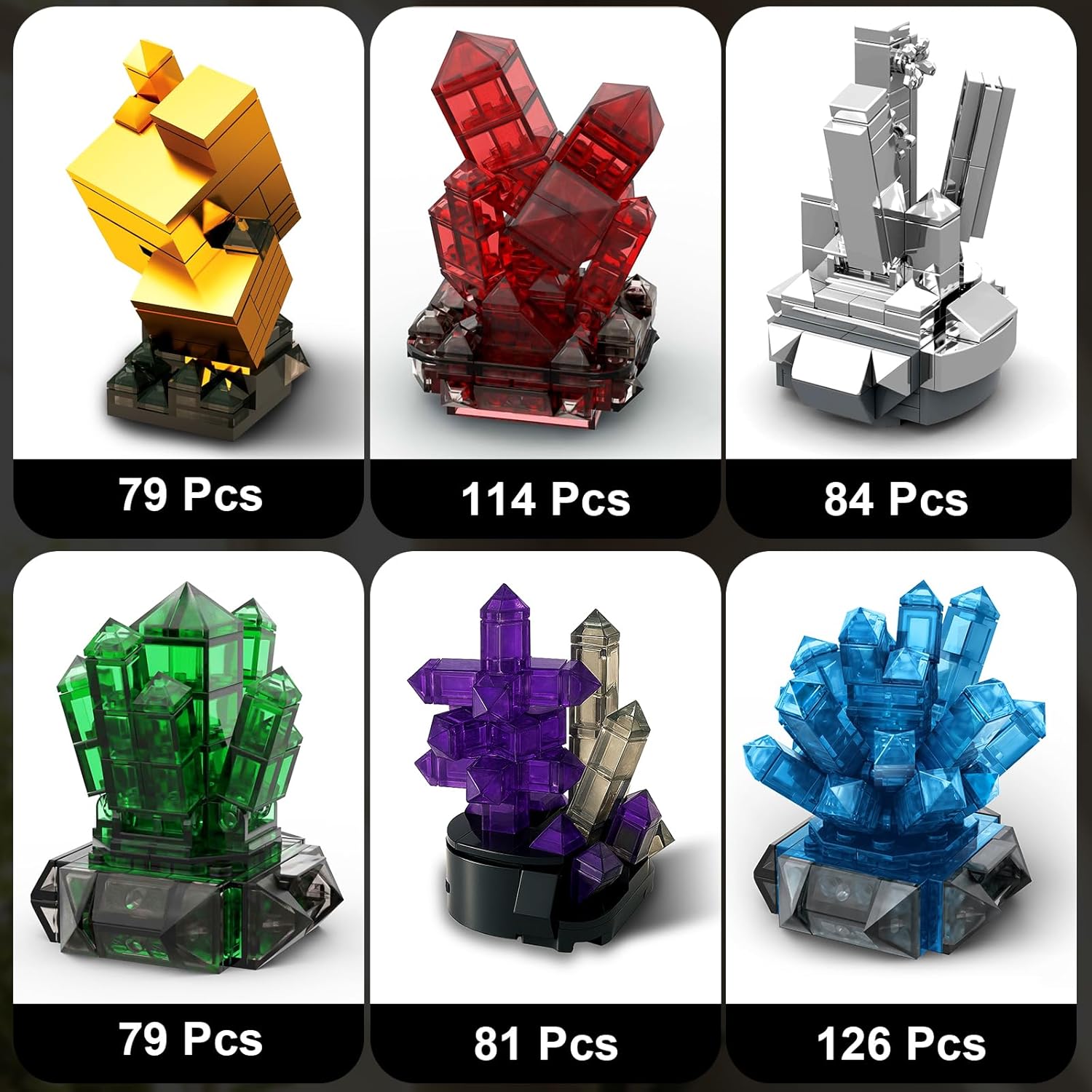 Mineral Building Set for Adults, 564PCS Geology Crystal Collection Kit with 6 Gems Models – Home and Office Decor for Adult, Elegant Desk Décor & Idea Gift for Men & Women