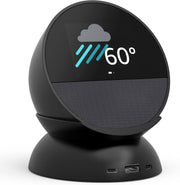Echo Spot Bundle: Includes Echo Spot (2024 Release) | Black & Made for Amazon Stand with USB-C and USB-A Charging Ports | Black