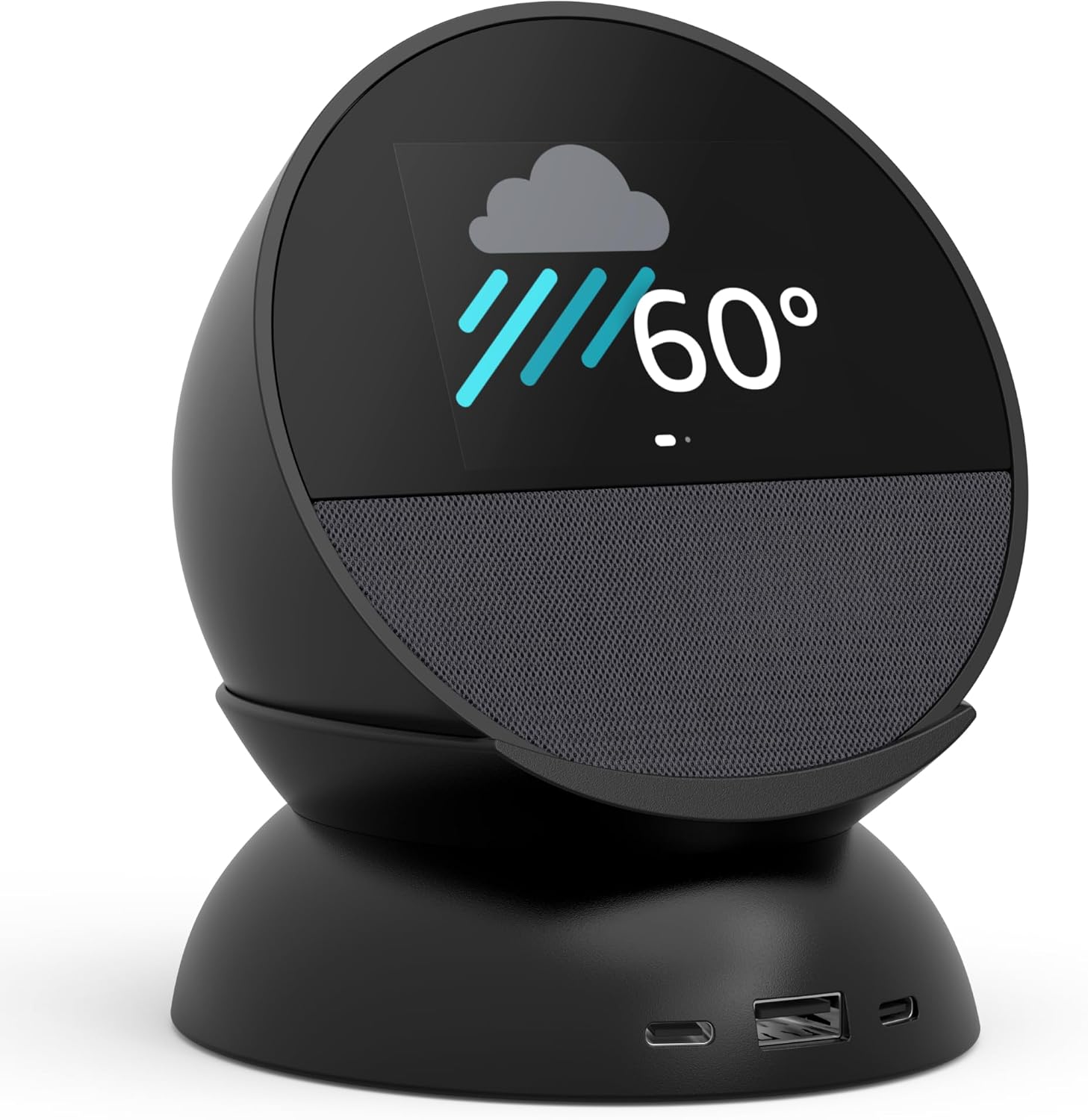 Echo Spot Bundle: Includes Echo Spot (2024 Release) | Black & Made for Amazon Stand with USB-C and USB-A Charging Ports | Black