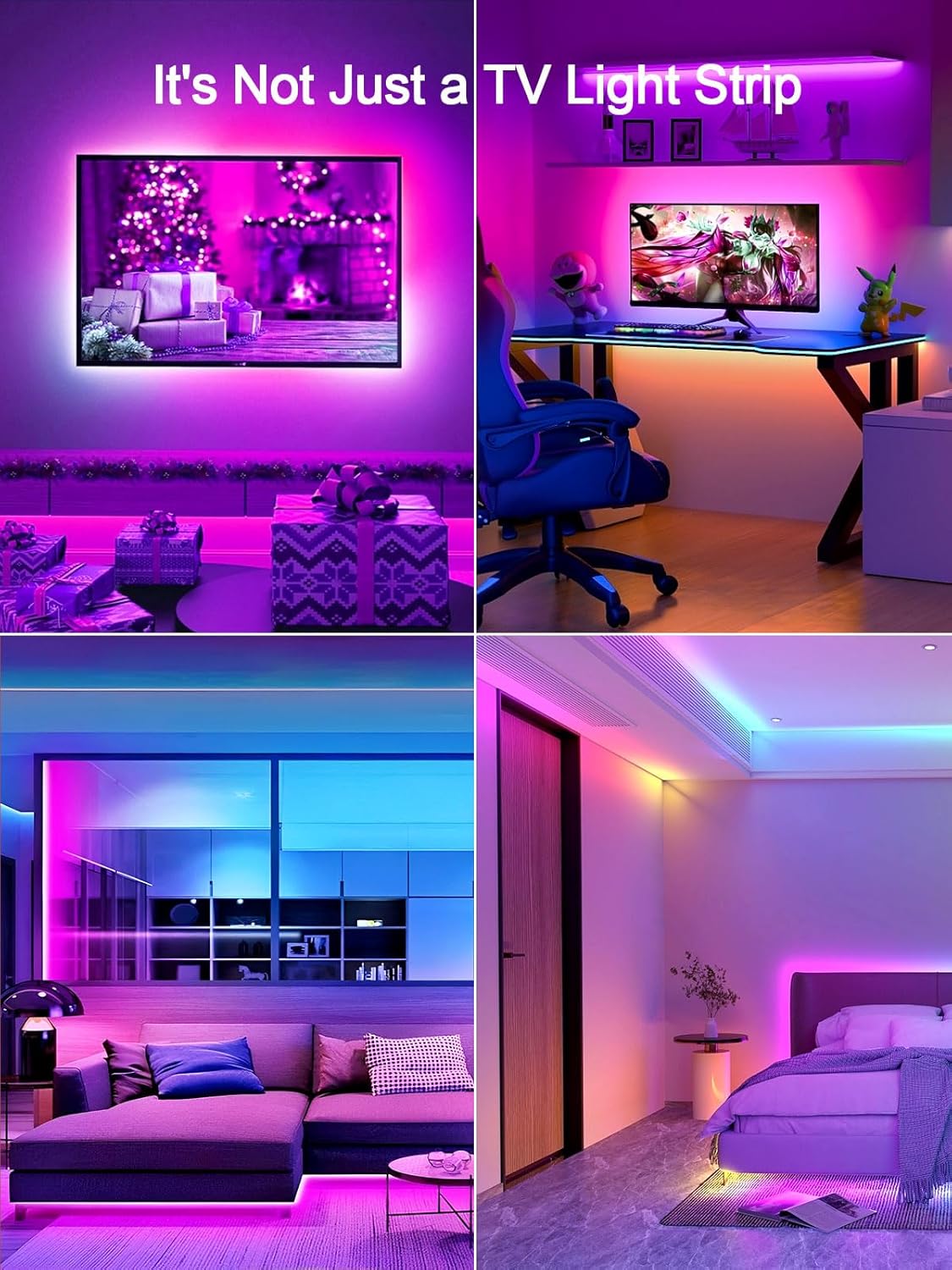 TV LED Lights, 11.5ft LED Lights for 32-55 Inch TV, RGB TV Backlight Behind with Remote, Music Sync Bluetooth APP Control Strip Lights USB Powered for Bedroom, PC, Gaming Monitor